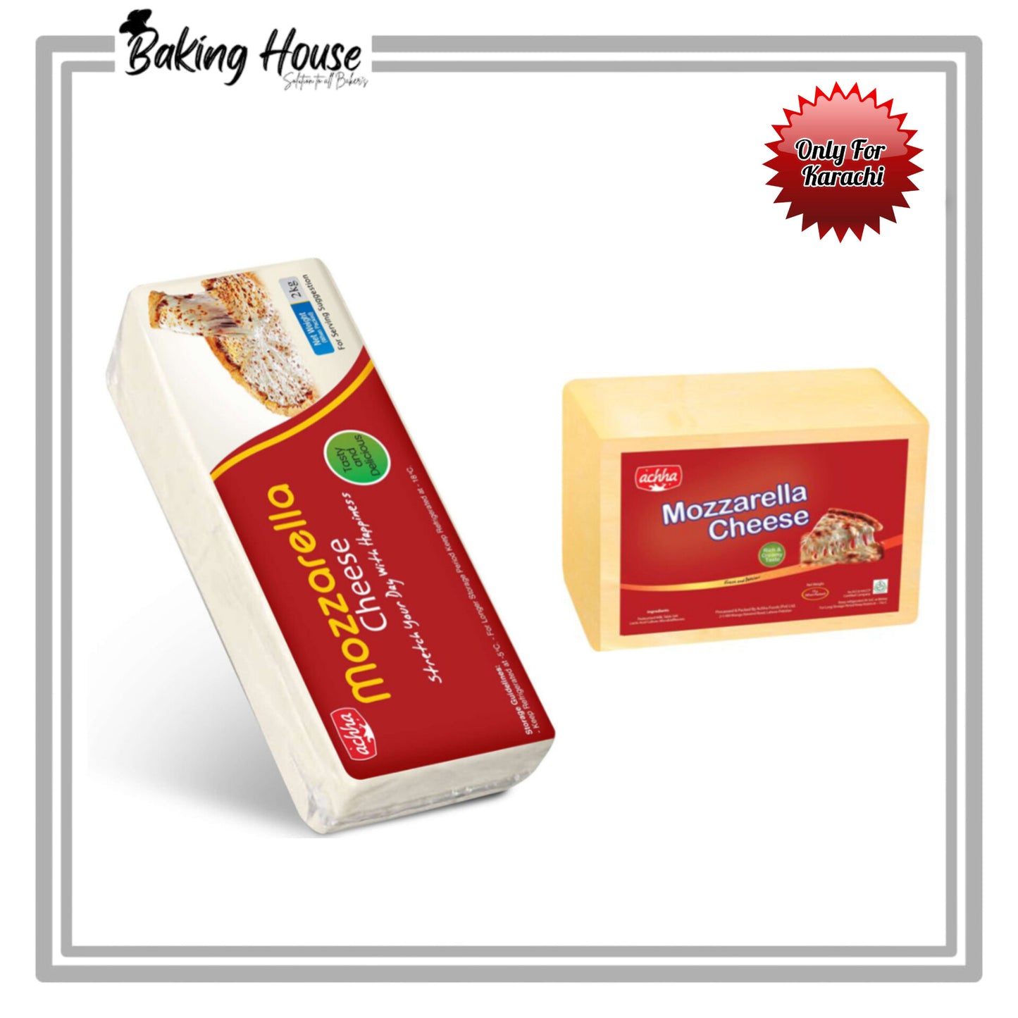 Original Acha Food Mozzarella Cheese 2kg (Only For Karachi)