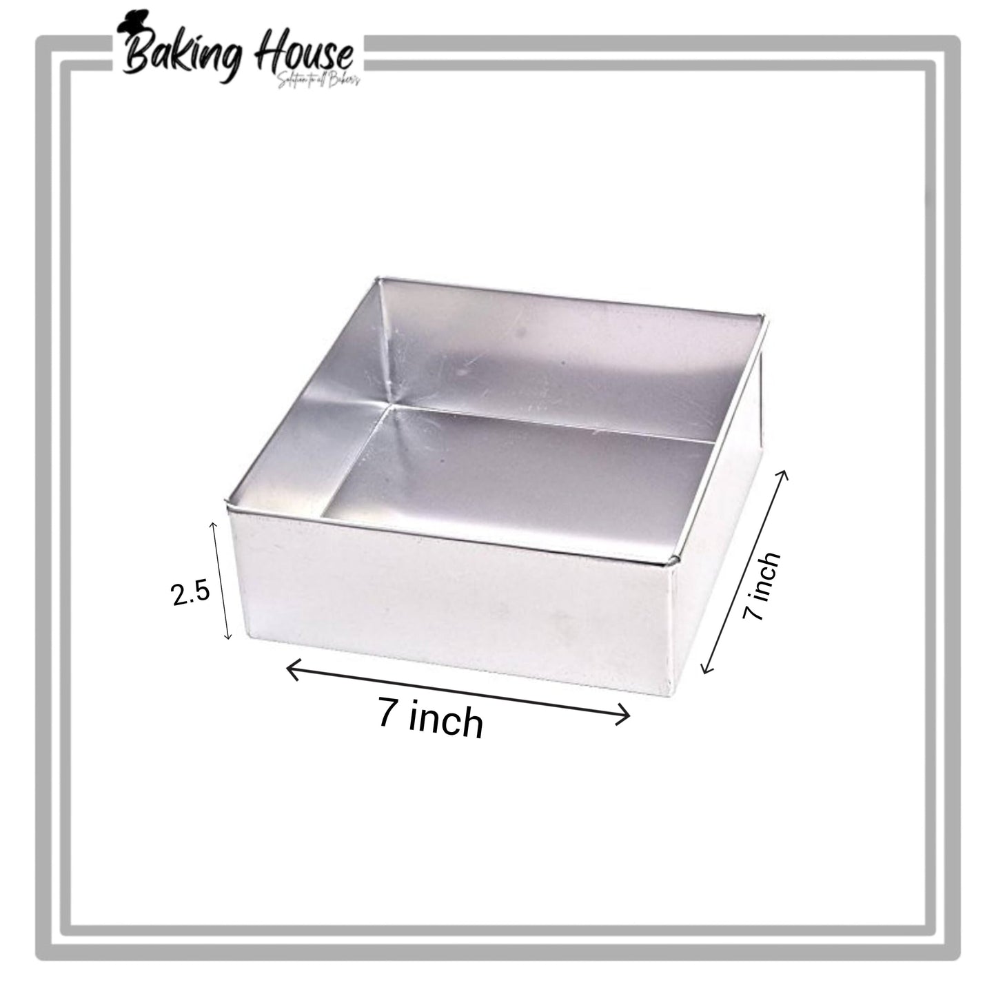 7 Inch Square Silver Stainless Steel Cake Pan