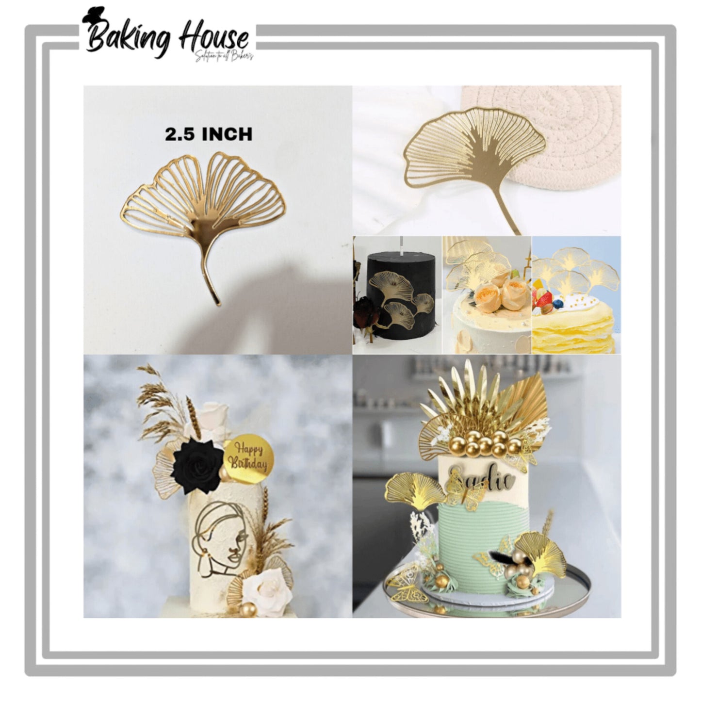 5pcs Acrylic Palm Leaf Cake Tag For Cake Decorating