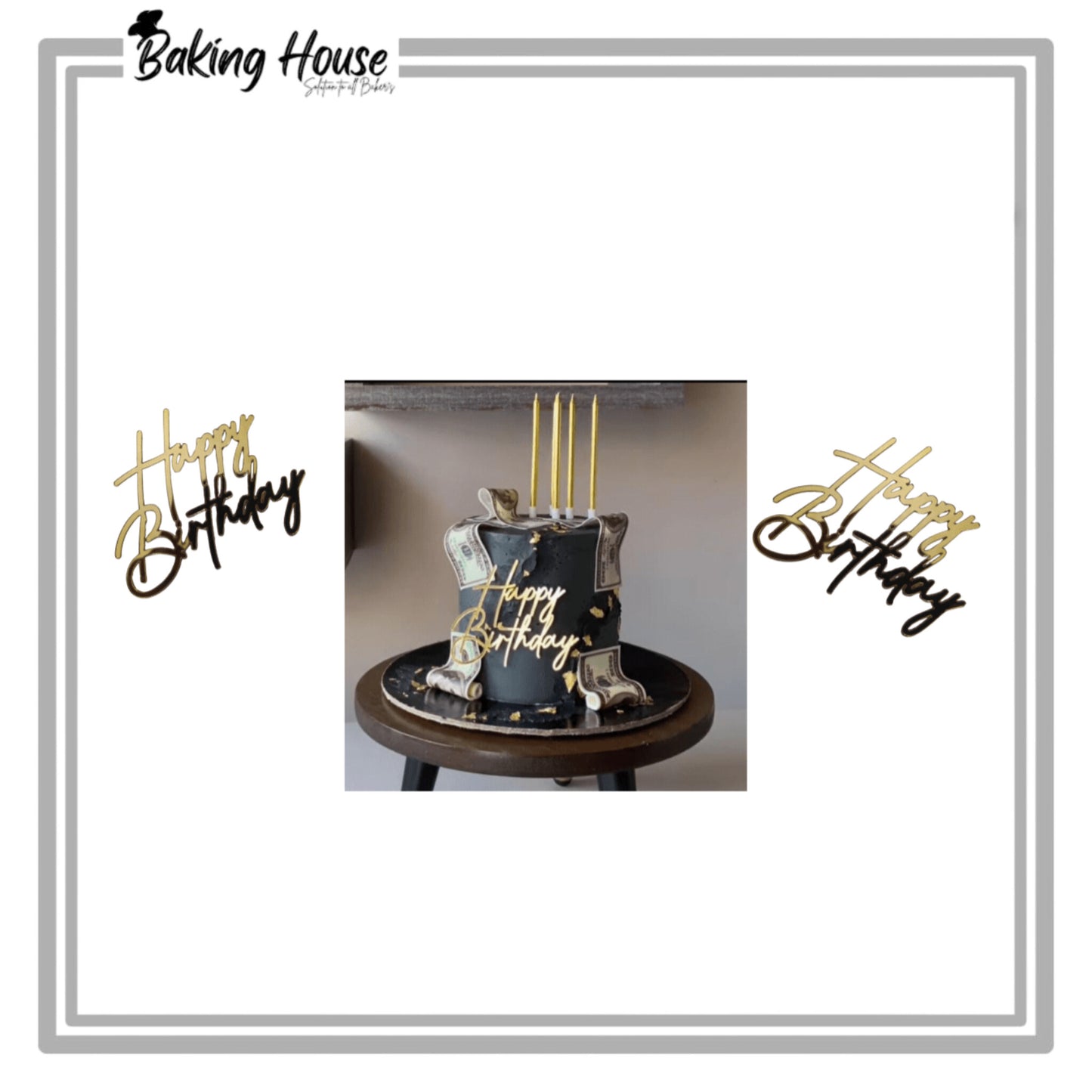 5pcs Happy Birthday Acrylic Tag For Cake Decorating