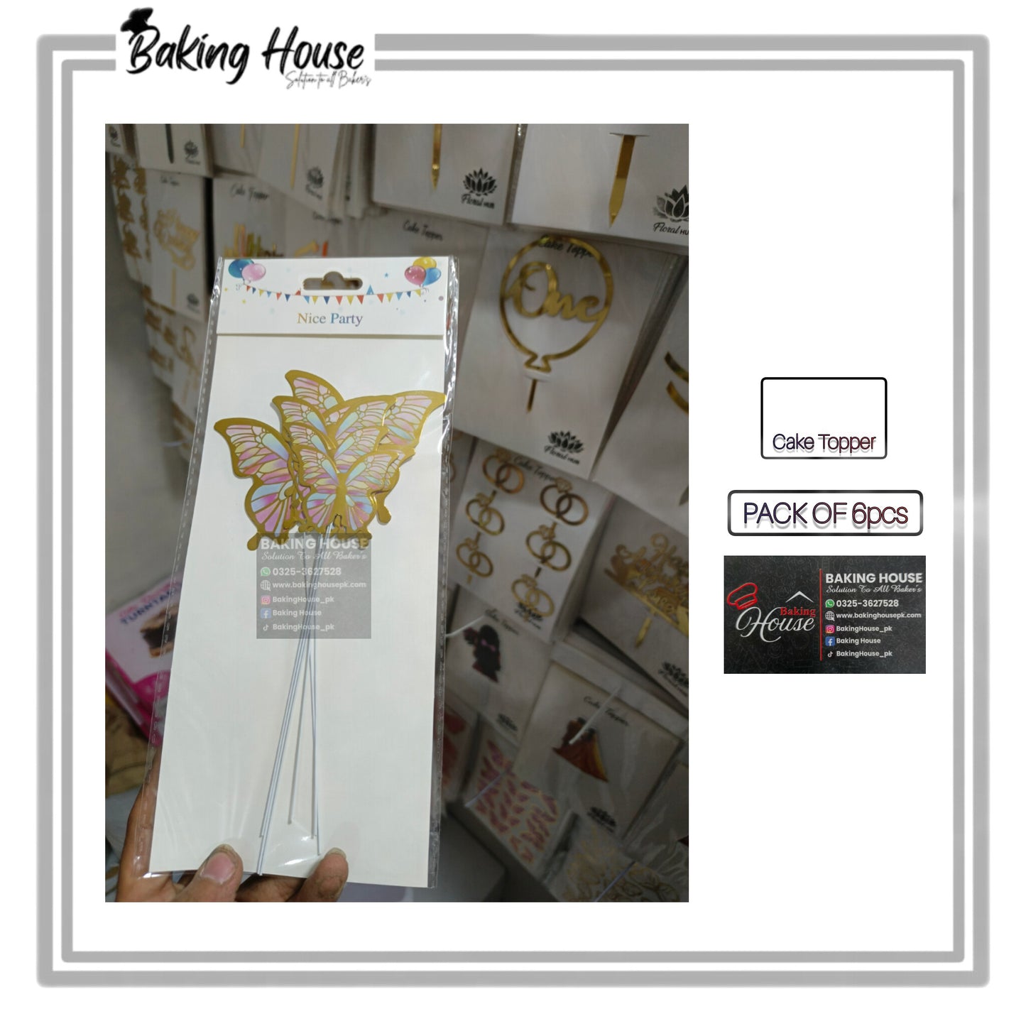 6pcs Multi Stick Butterfly For Cake Decorating