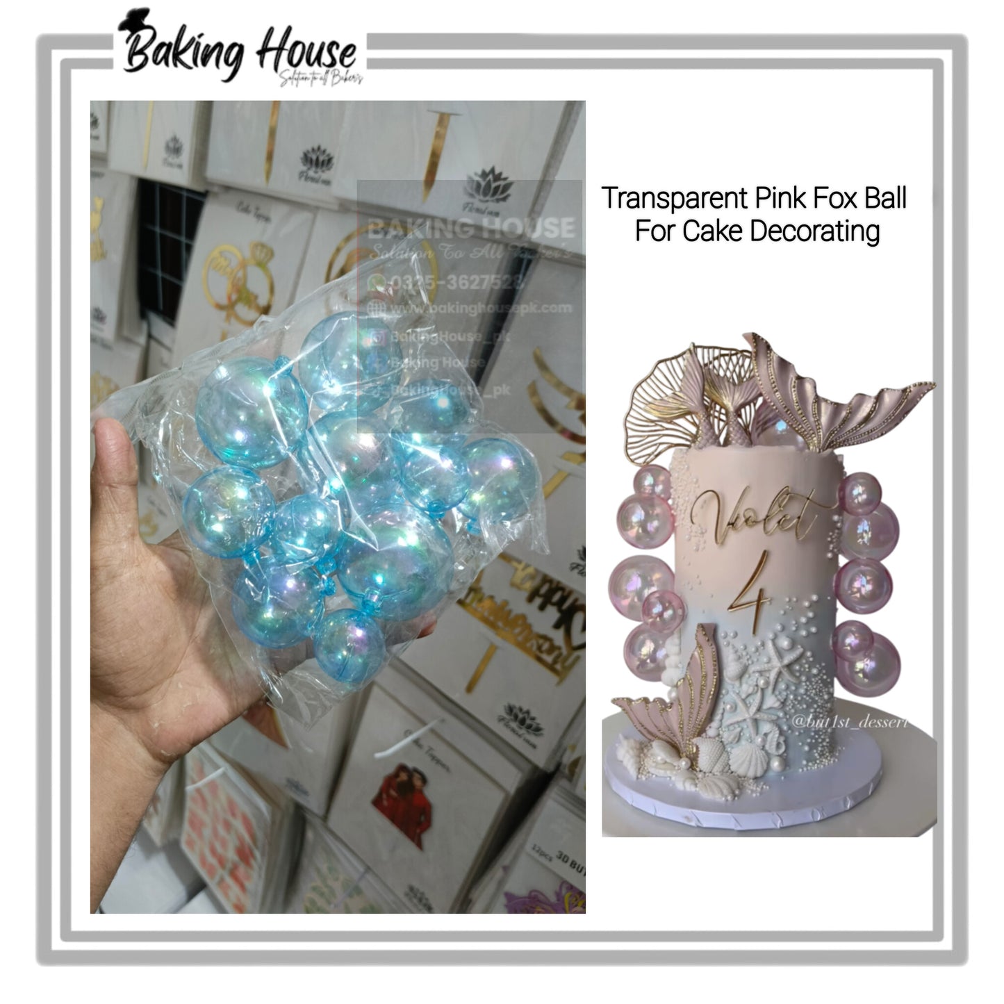 12pcs Blue Transparent Fox Balls For Cake Decorating