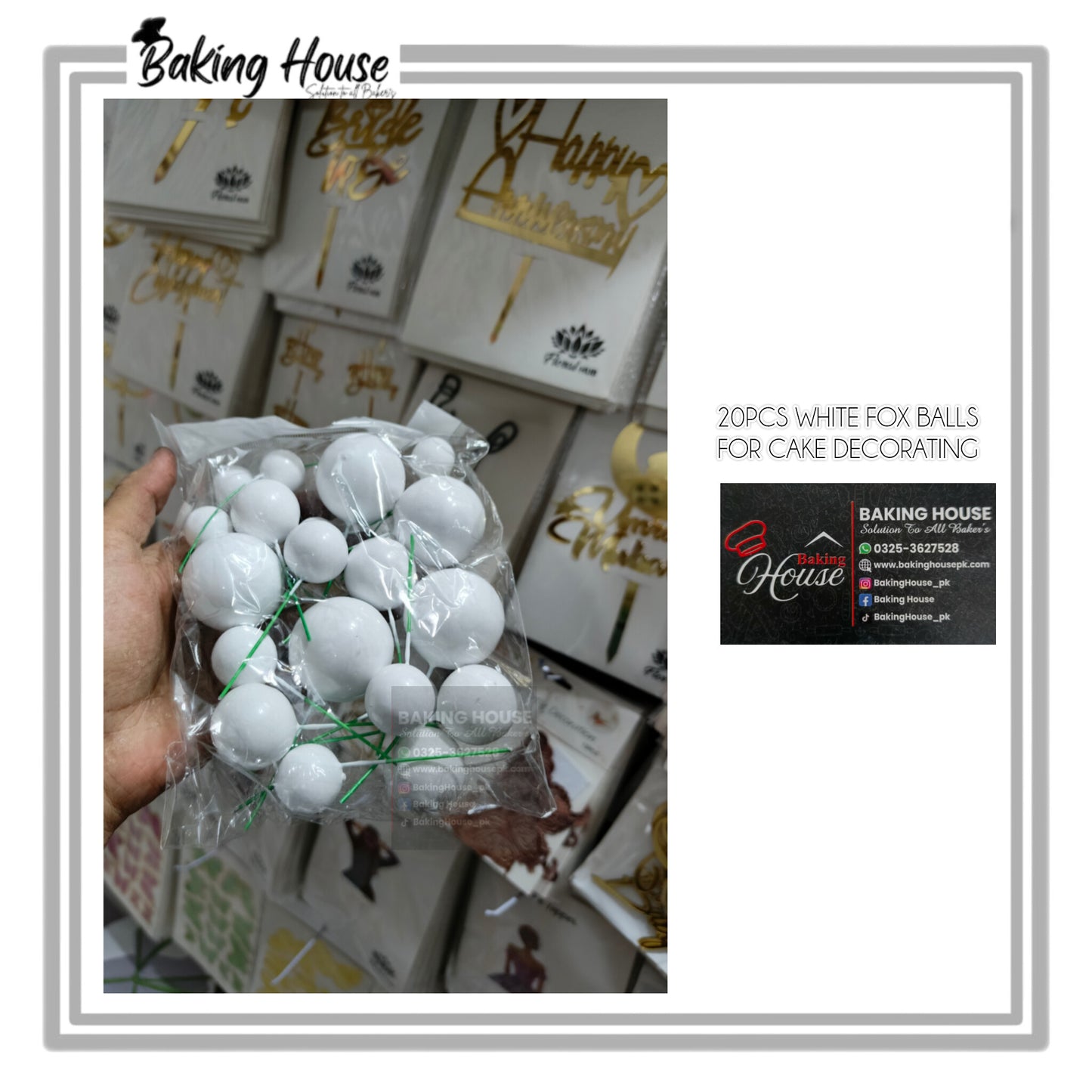 20pcs White Fox Balls For Cake Decorating