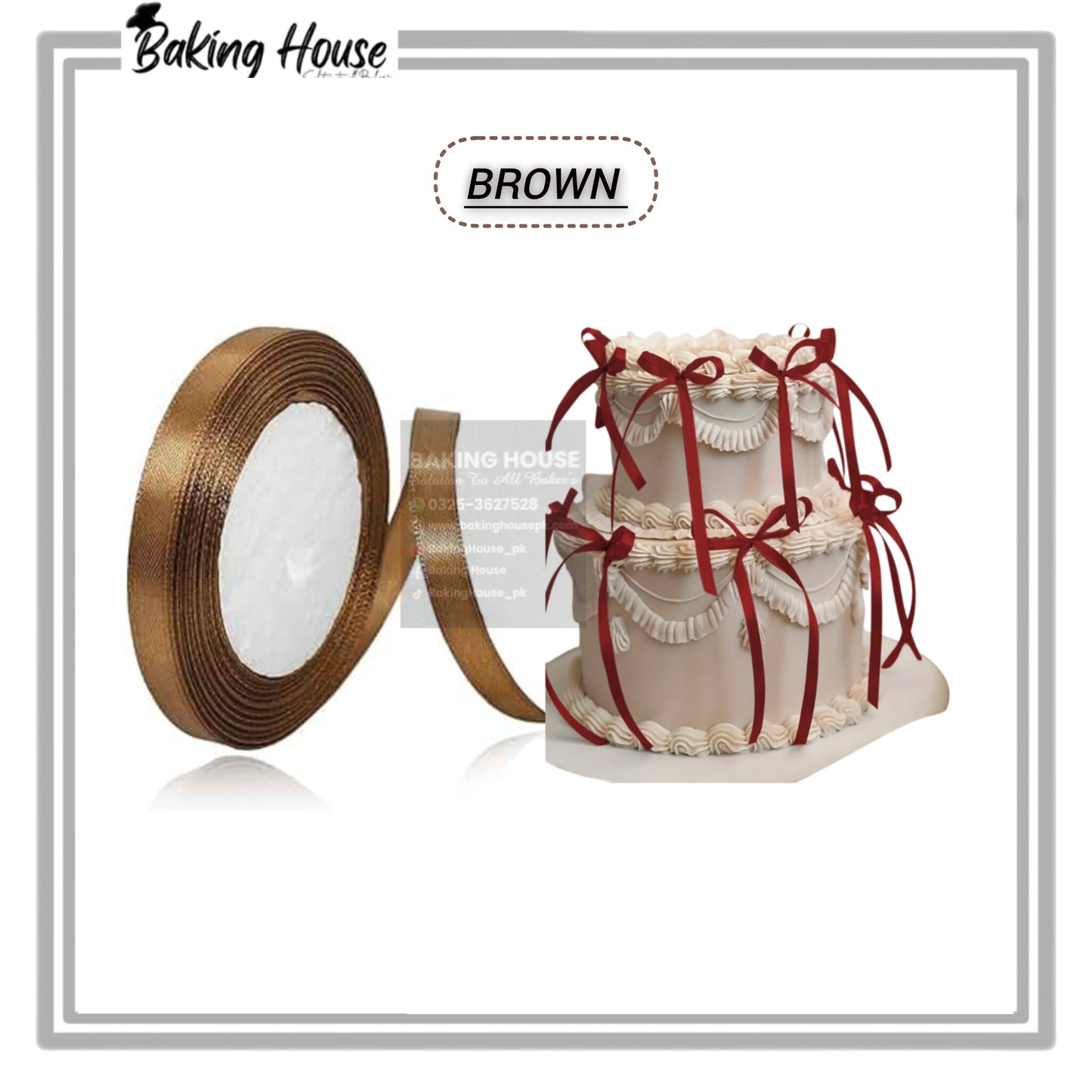 1/2 Inch Brown Ribbon For Cake Decorating