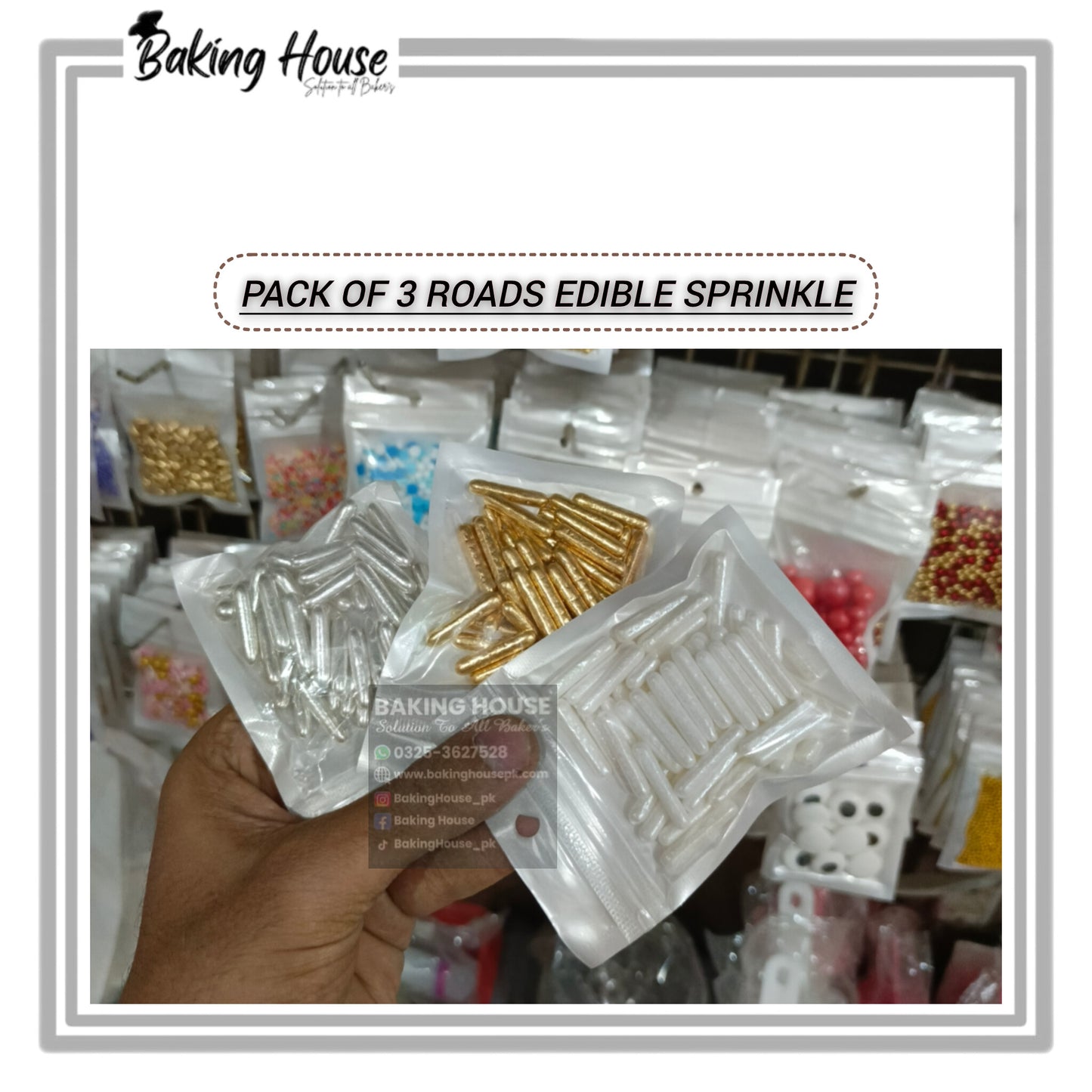 Pack - 3 Edible Roads Sprinkle For Cake Decorating