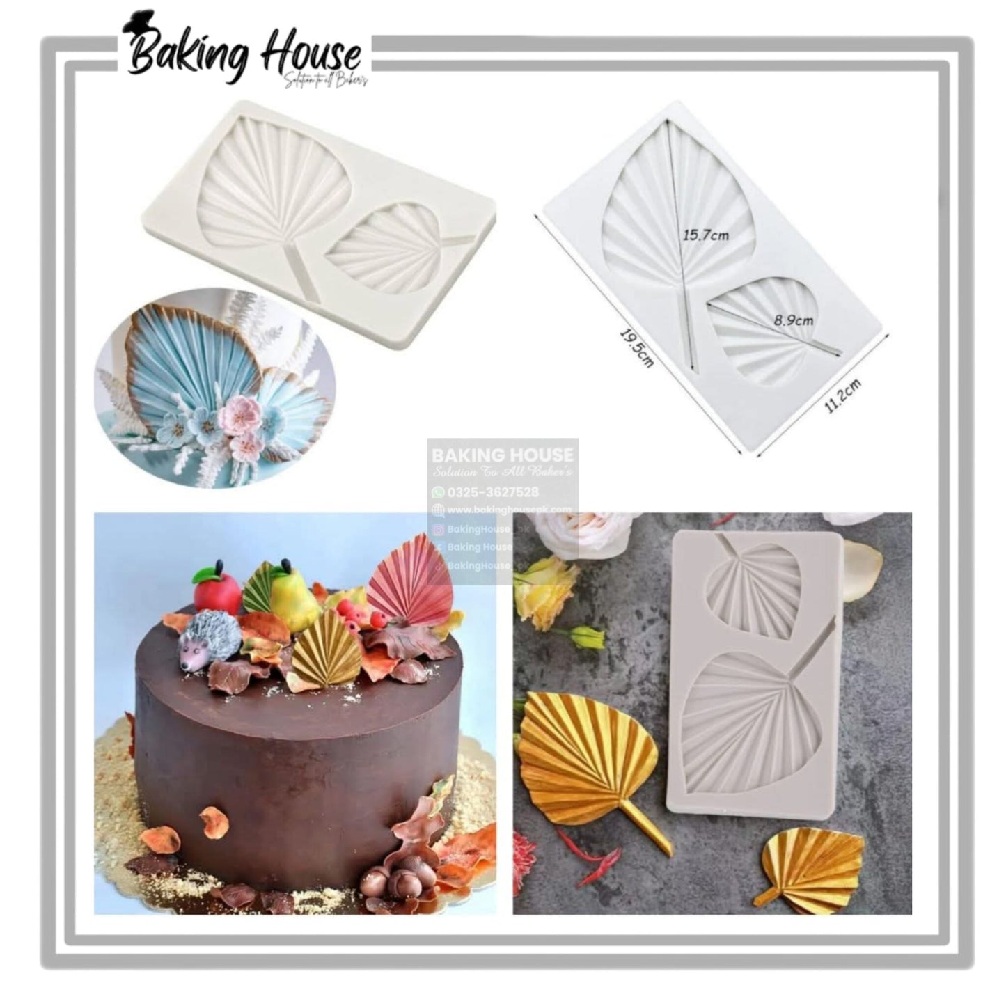 2 Cavity Big palm Leaf Silicon Fondant & Candy Mould High Quality For Cake Decorating