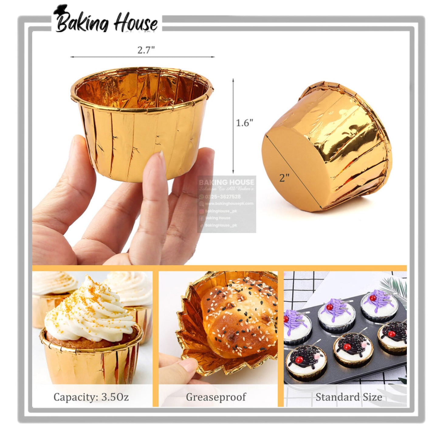50pcs Golden Foil Cupcake liner For Serving
