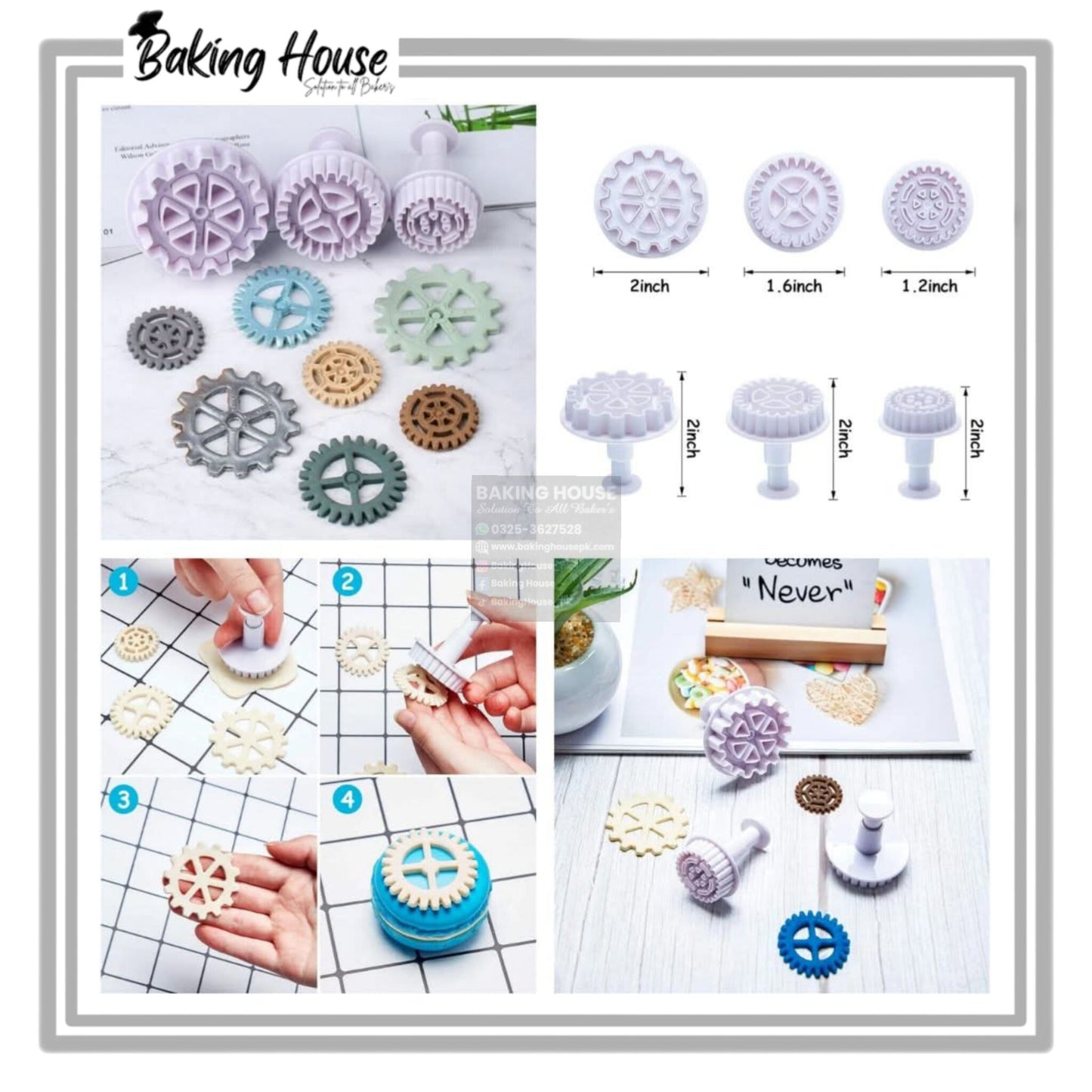 3pcs Gear Plastic Planjer For Cake Decorating