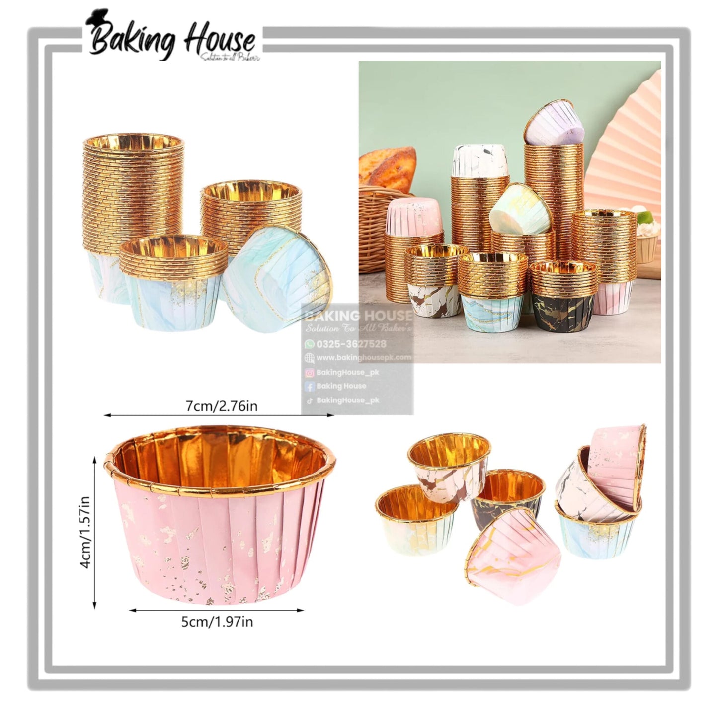 50pcs Design Golden Foil Cupcake liner