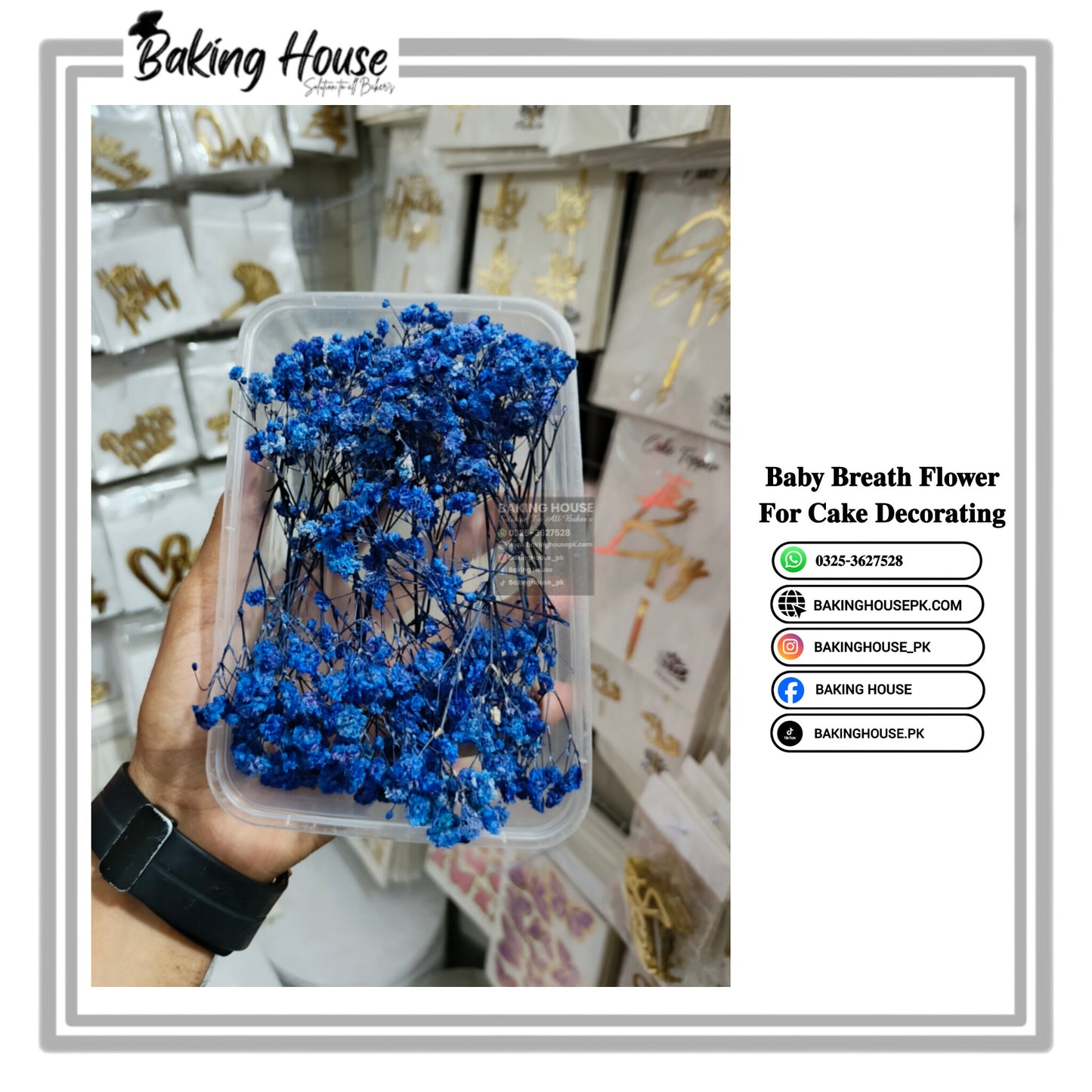 Dark-Blue Dry Baby Breth Flower For Cake Decorating