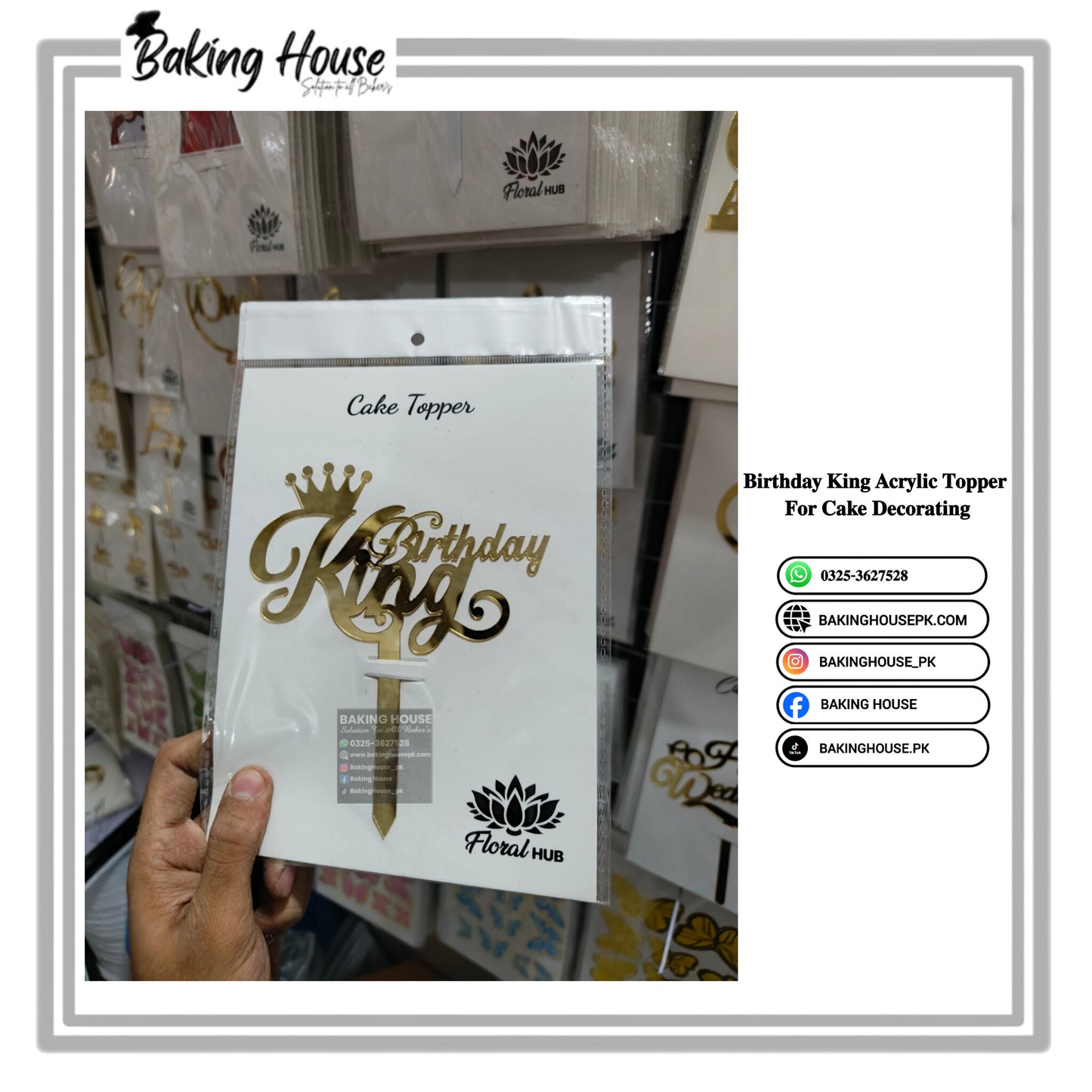 Birthday King Acrylic Golden Topper For Cake Decorating