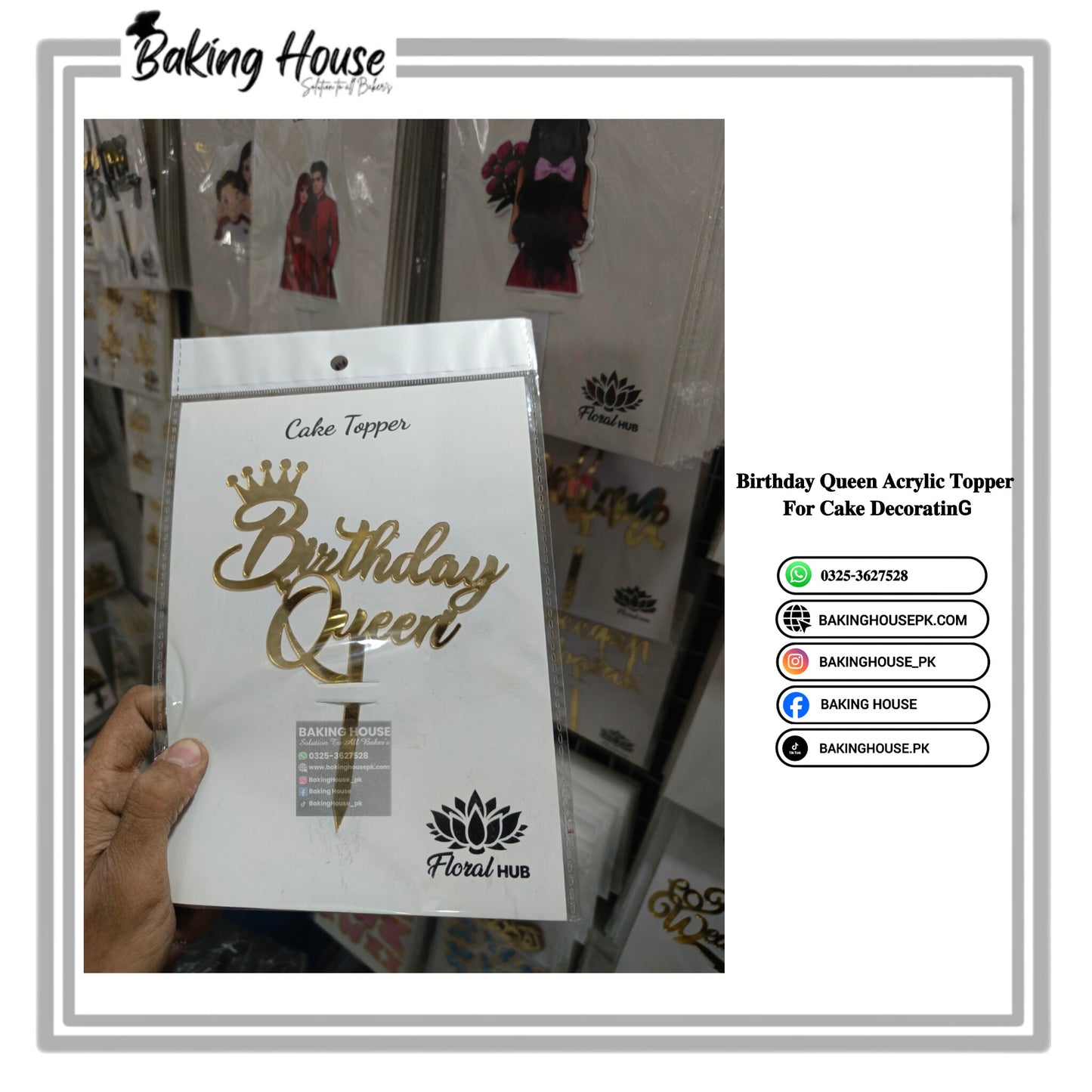 Birthday Queen Acrylic Golden Topper For Cake Decorating