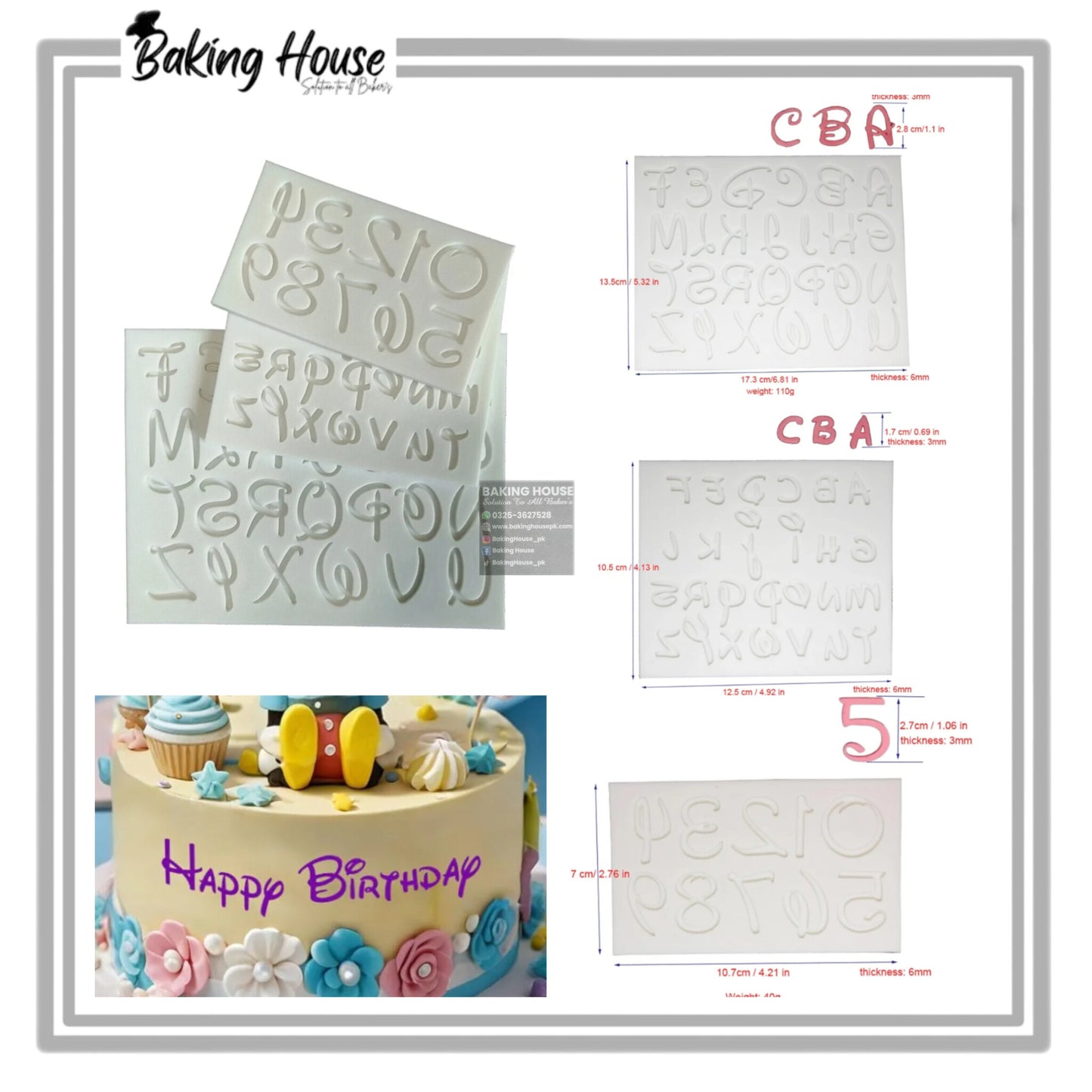 3D Upper Alphabet - Lower Alphabet - Number Scilcon Fondant Mould For Cake Decorating