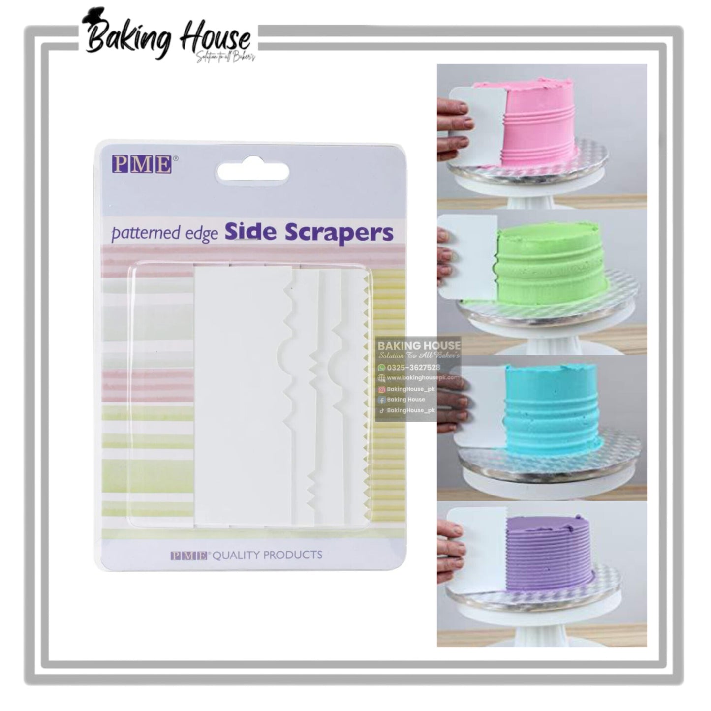 4pcs patterend Edge Side Scrapper For Cake Smoothing
