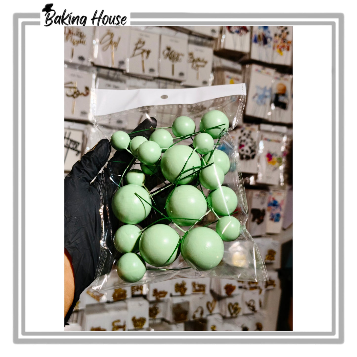 20pcs Green Round Fox Balls For Cake Decorating