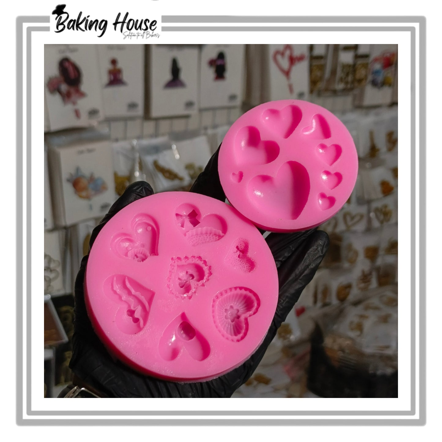 Pack - 2 Heart Silicon Fondant Mould For Cake Decorating