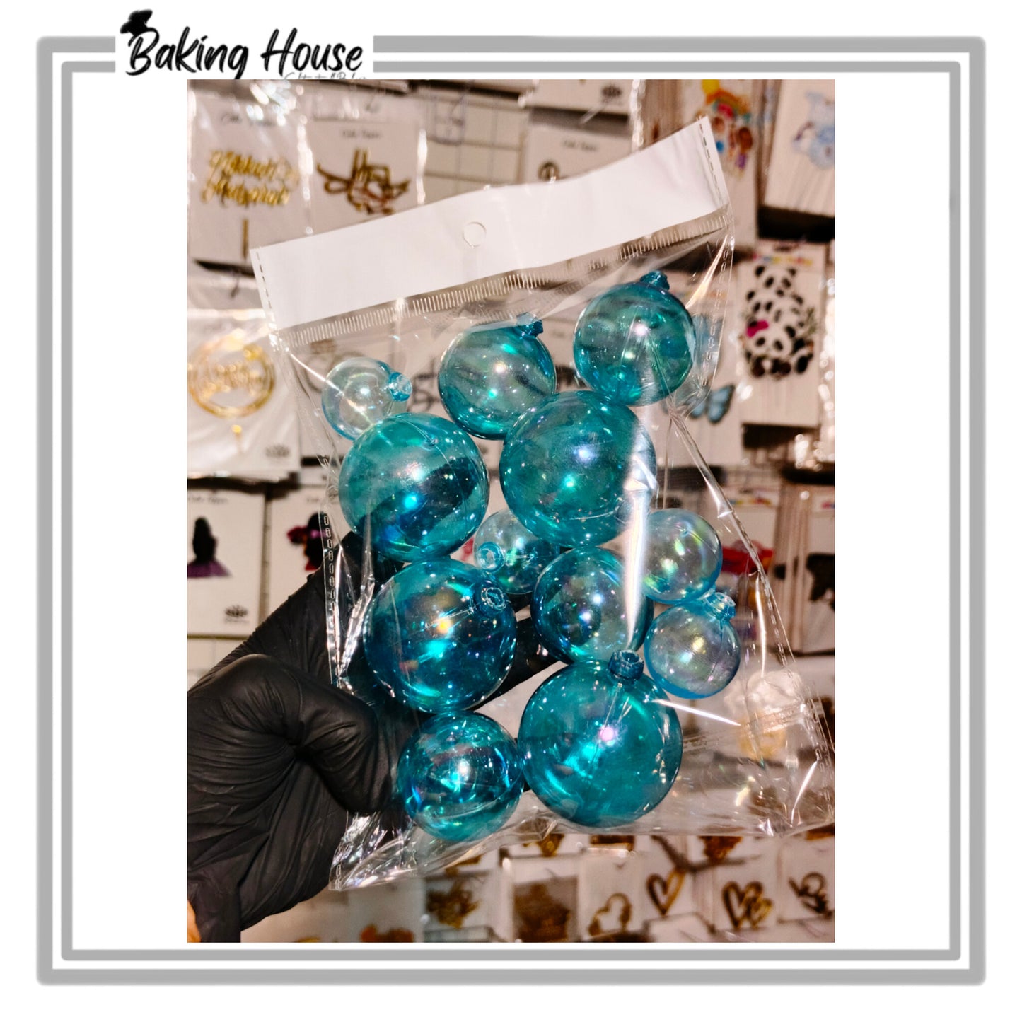 12 Blue Transparent Fox Balls For Cake Decorating