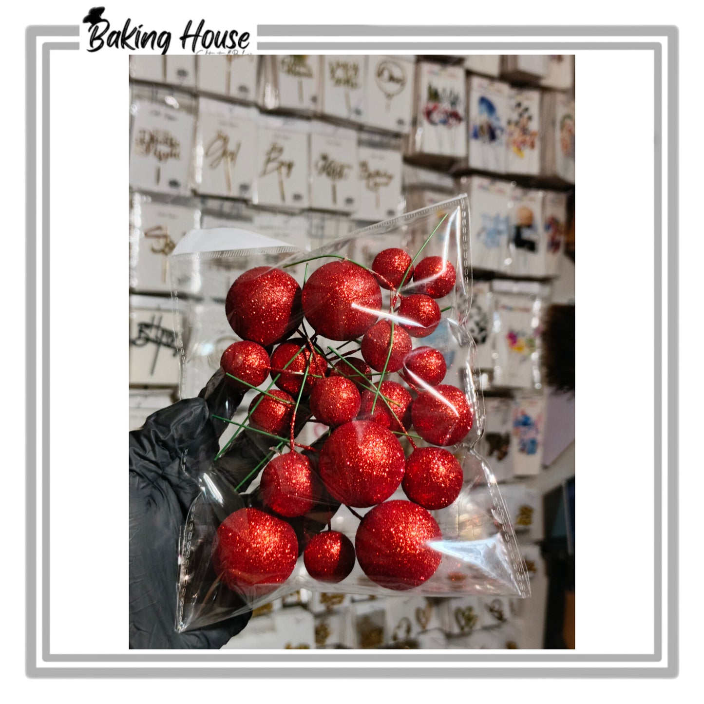 20pcs Gilter Shimmer Red Fox Balls For Cake Decorating