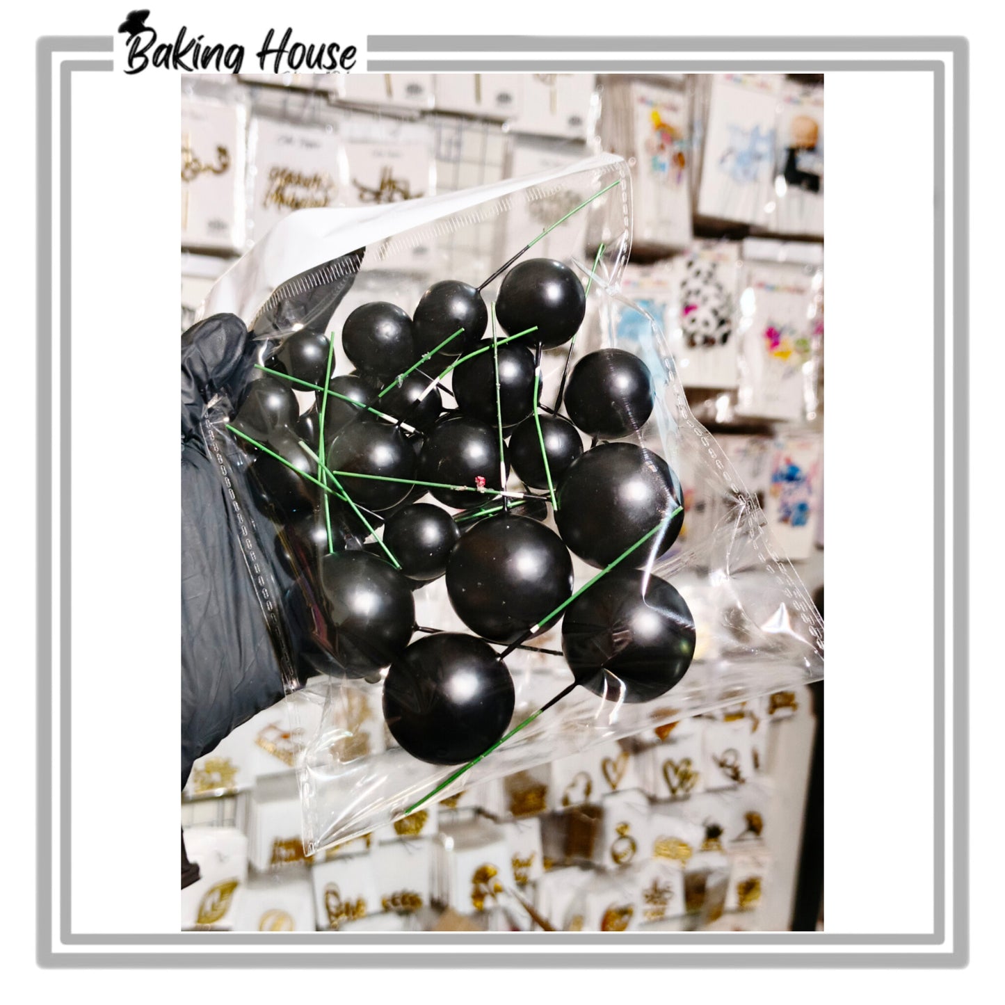 20pcs Black Round Fox Balls For Cake Decorating