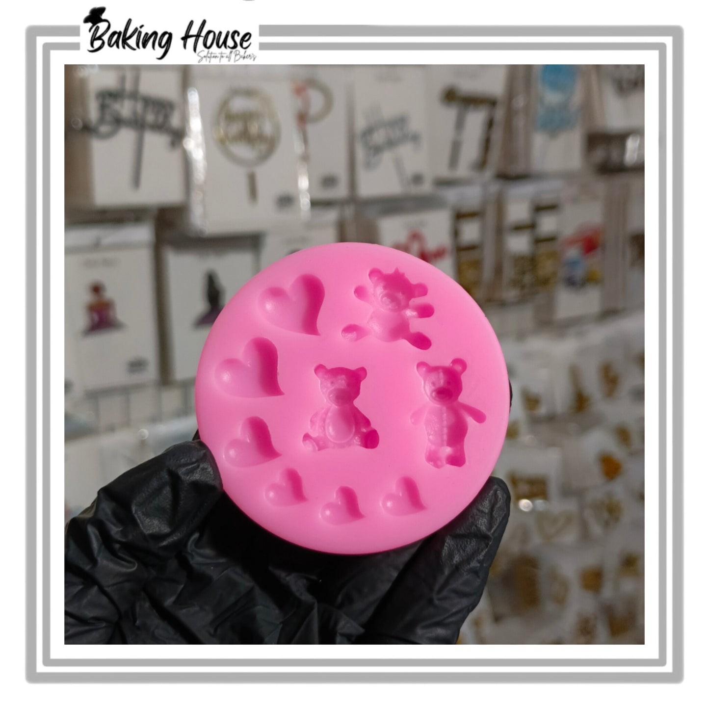 Multi Heart & Bear Silicon Fondant Mould For Cake Decorating
