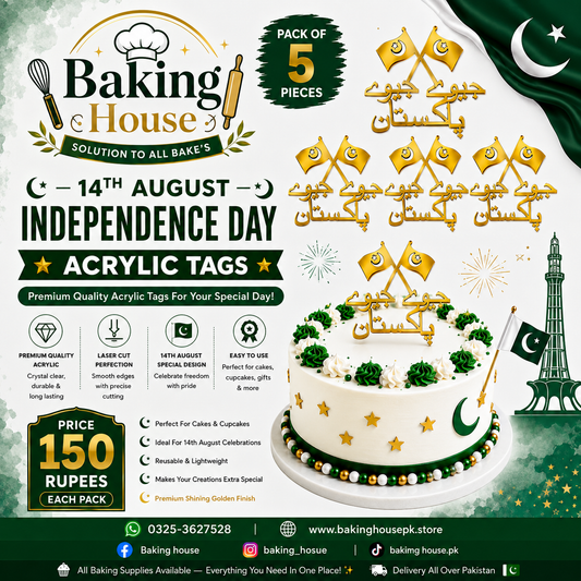 5pcs 14 August Acrylic Tags for Cake Decorating (Design-6)