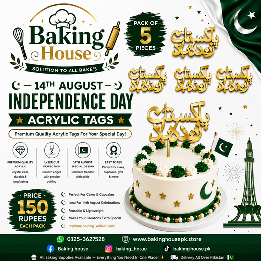 5pcs 14 August Acrylic Tags for Cake Decorating (Design-4)