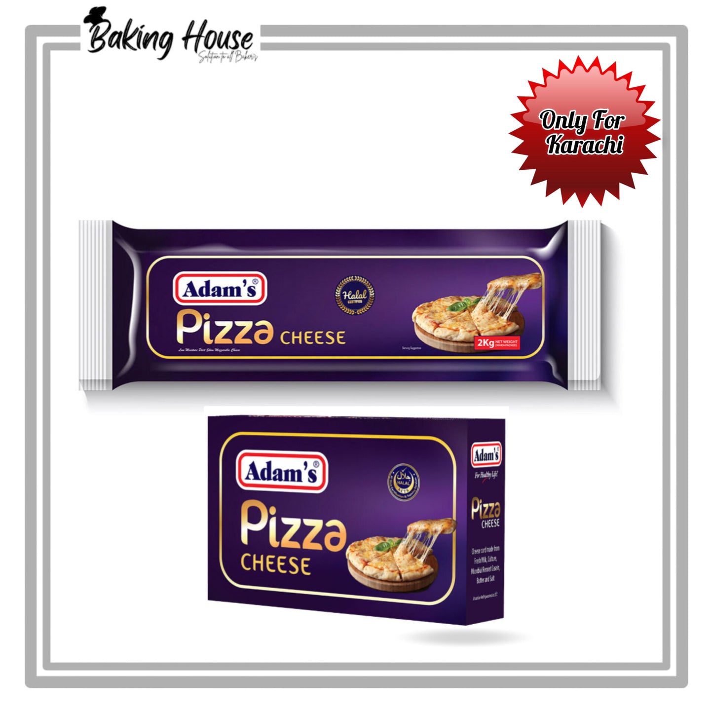 Adam's Pizza Cheese 2kg 30/70 (Only For Karachi)