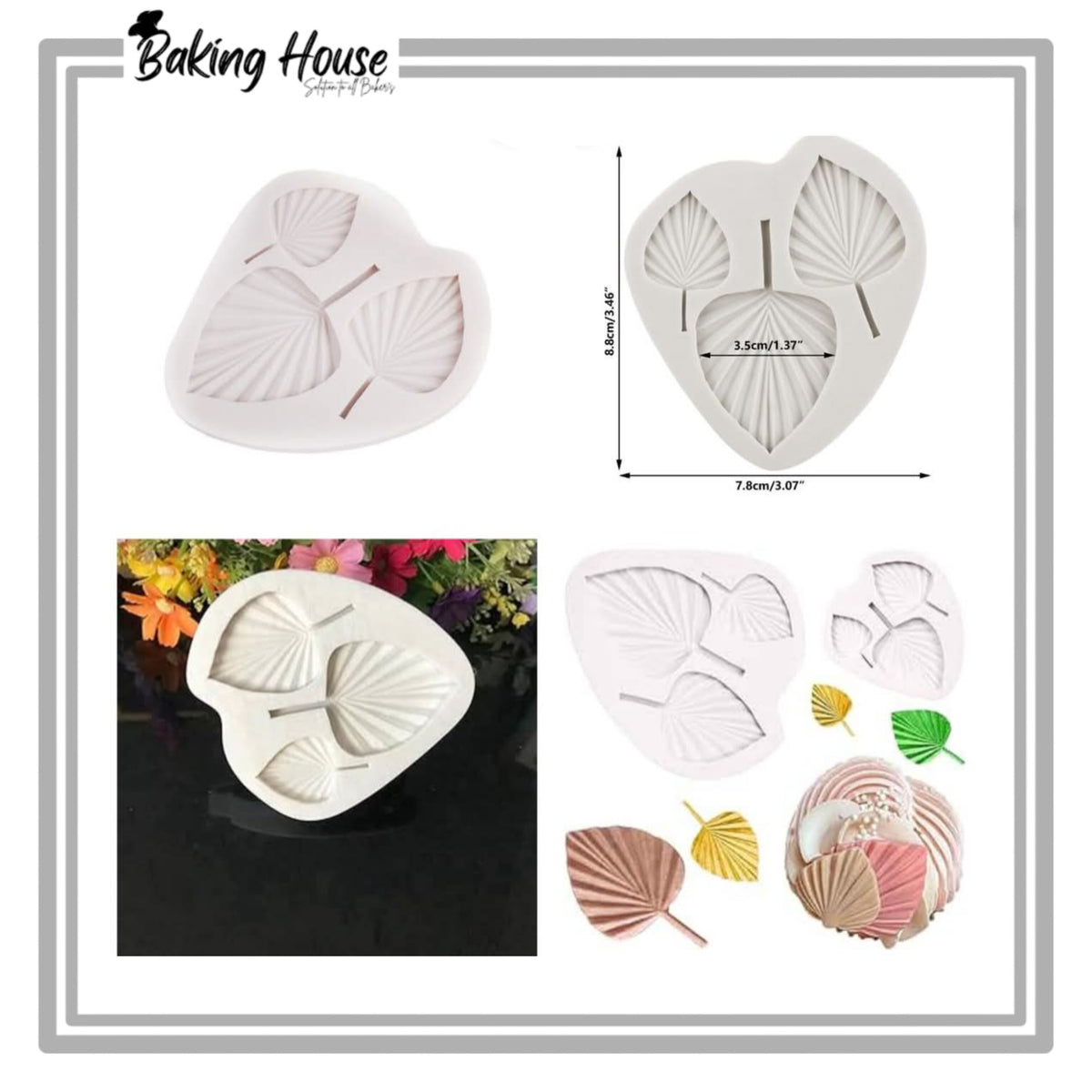3pcs Palm Leaf Silicon Fondant Mould For Cake Decorating