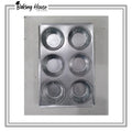 6 Cavity Stainless Steel Cupcake Silver Tray