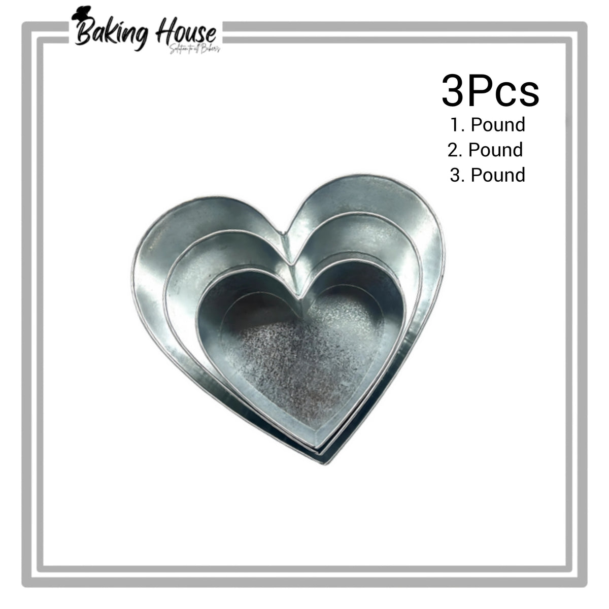 3pcs Heart Stainless Steel Cake Pan Set