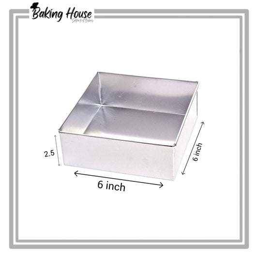 6 Inch Square Silver Stainless Steel Cake Pan