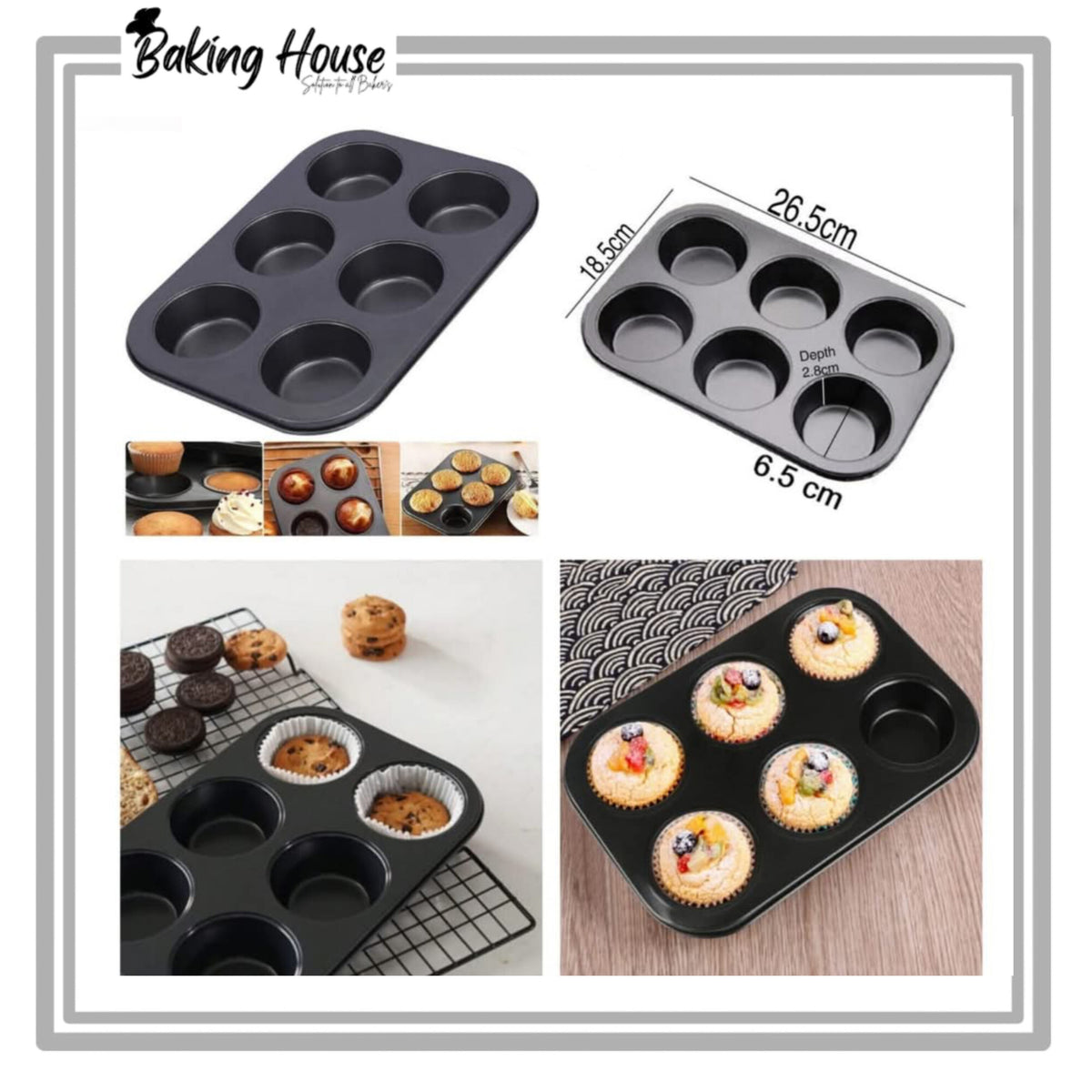6 Cavity Non Stick Muffin/Cupcakes Tray