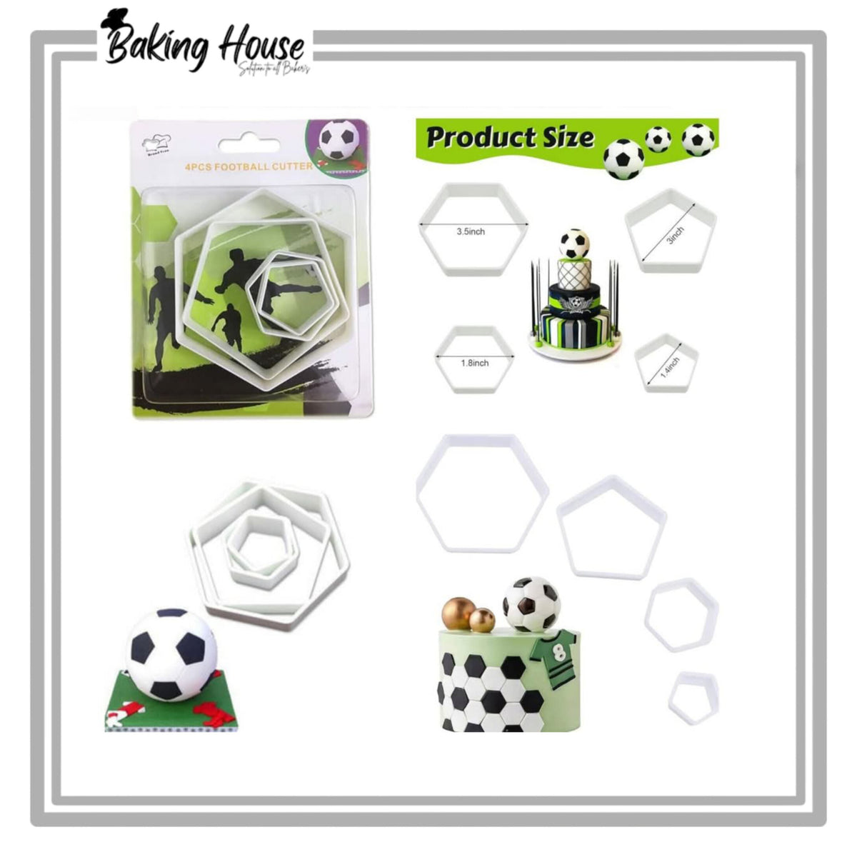 4pcs Foot Ball Plastic Cookie Cutter