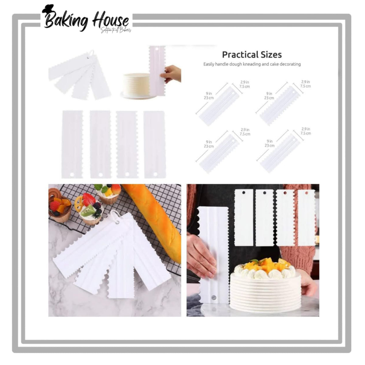 4pcs Long Plastic Scrapper For Cake Decorationg