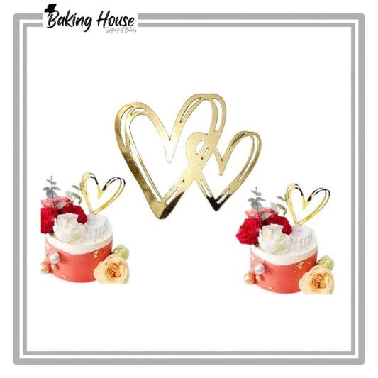 5pcs Acrylic Double Heart Tags For Cake Decorating