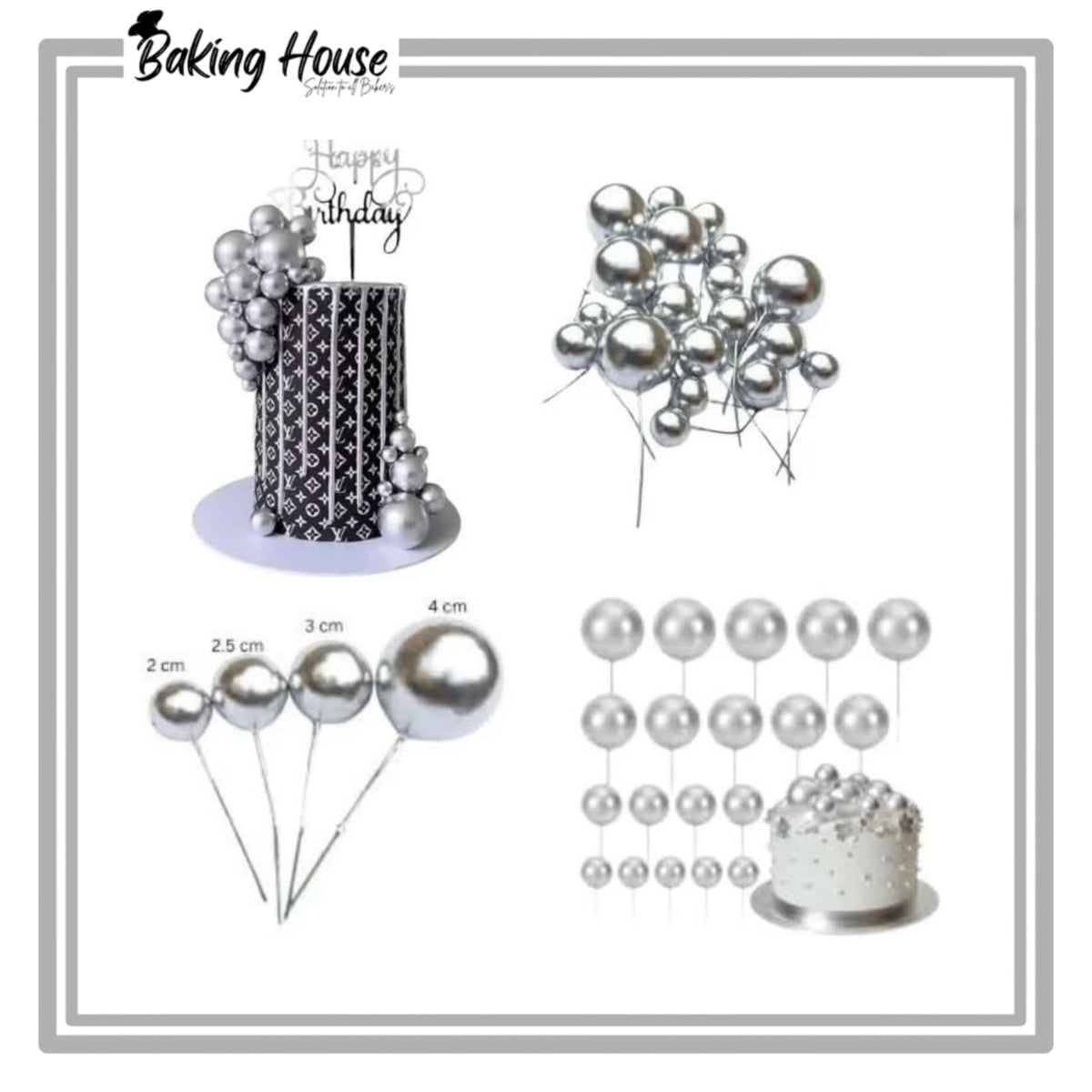 20pcs Silver Fox Ball For Cake Decorationg
