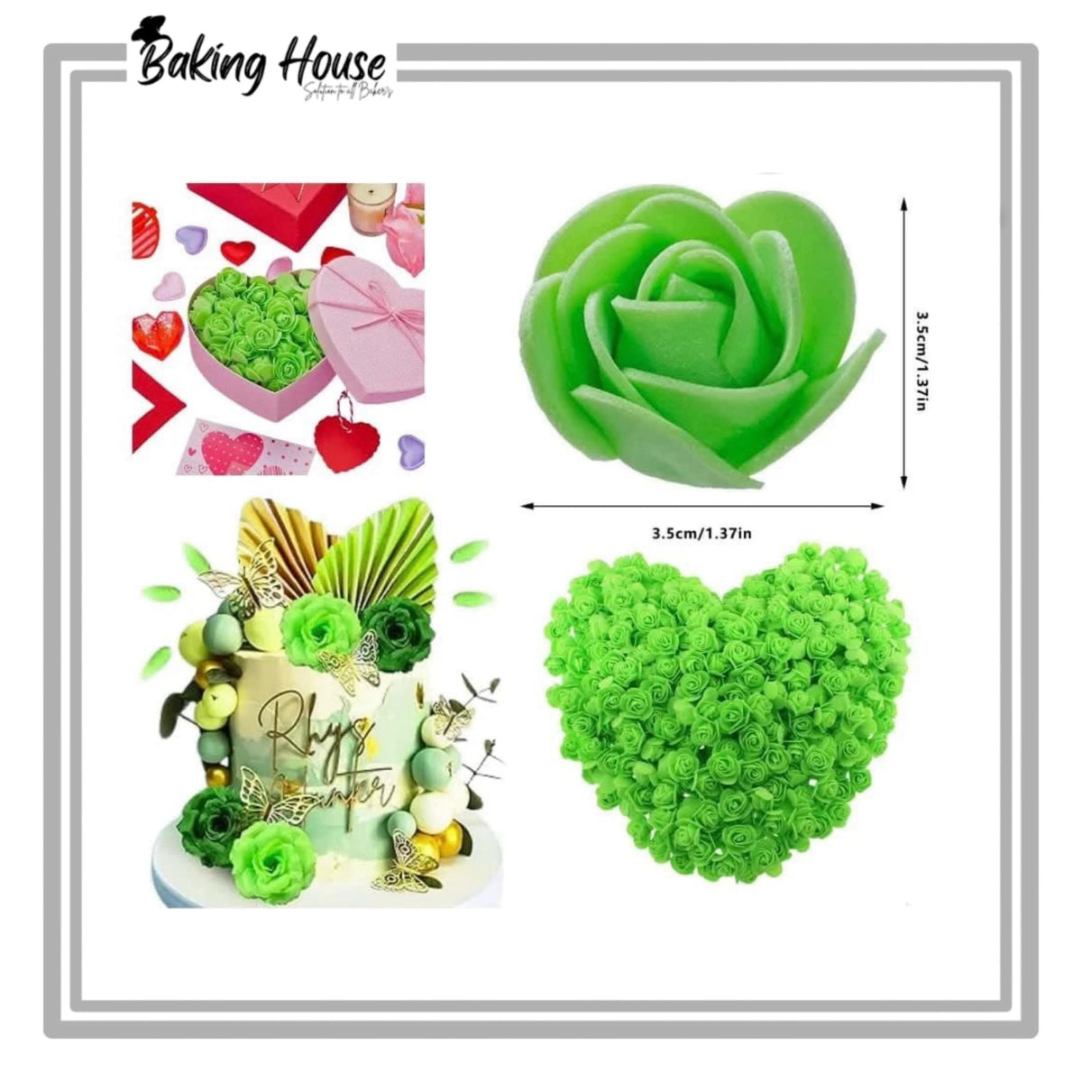 12pcs Green Mine Flowers For Cake Decorationg