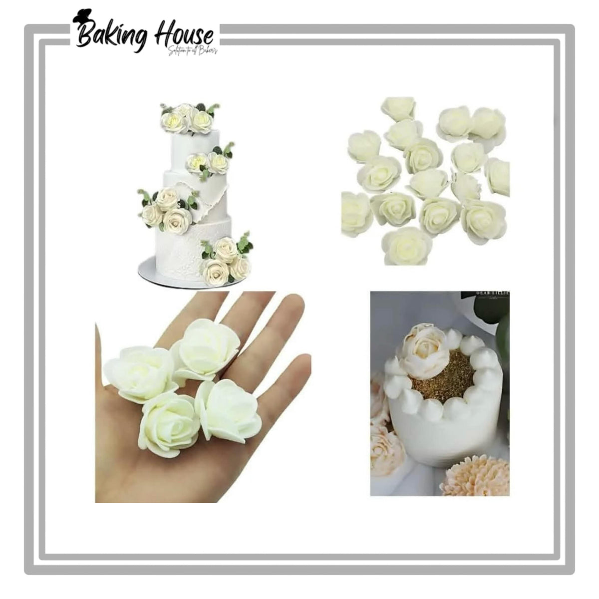 12pcs Off-White Mine Flowers For Cake Decorationg