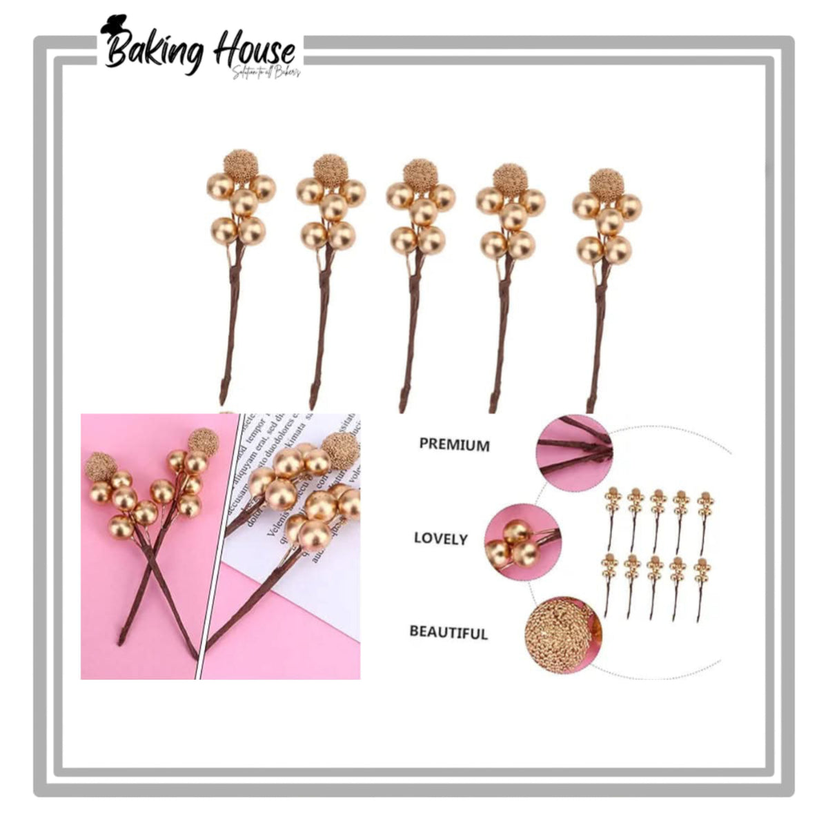 4pcs Golden Berry's Ball For Cake Decorationg