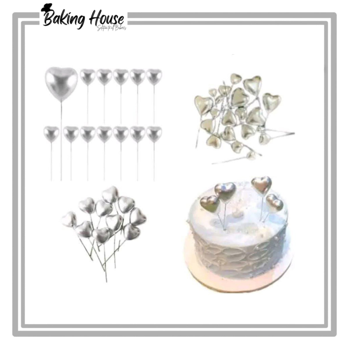 20pcs Silver Heart Fox Ball For Cake Decorationg
