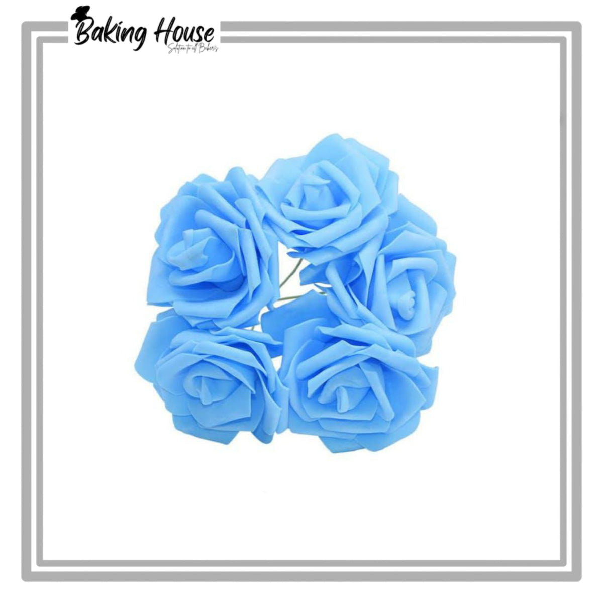 5pcs Light Blue Fomice Flowers For Cake Decorationg