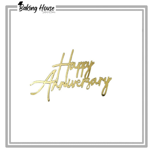 5pcs Happy Anniversary Acrylic Cake Tag For Cake Decorating