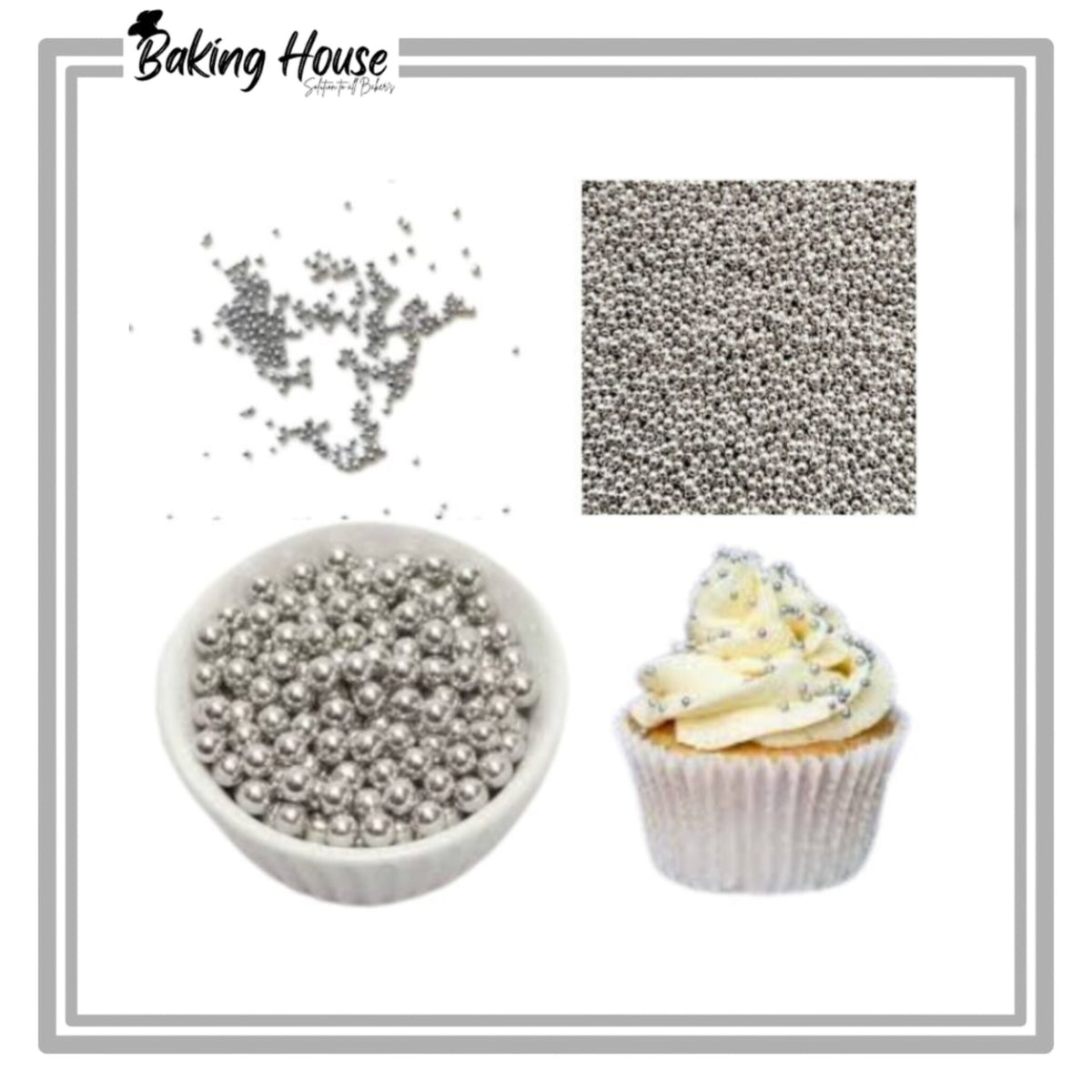 4mm Metallic Silver Edible Beads 25g For Cake Decorationg