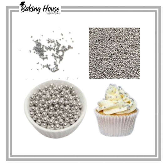 4mm Metallic Silver Edible Beads 25g For Cake Decorationg