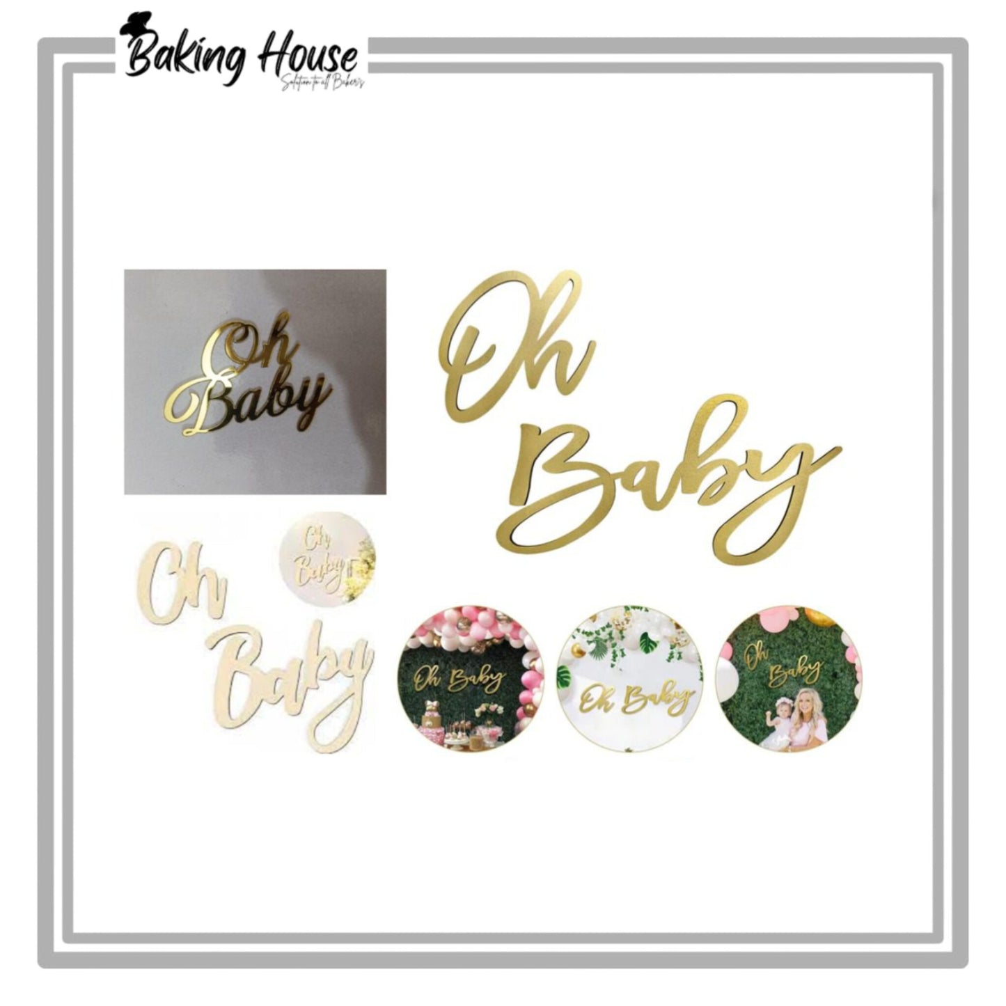 5pcs Acrylic Oh Baby Cake Tag For Cake Decorating