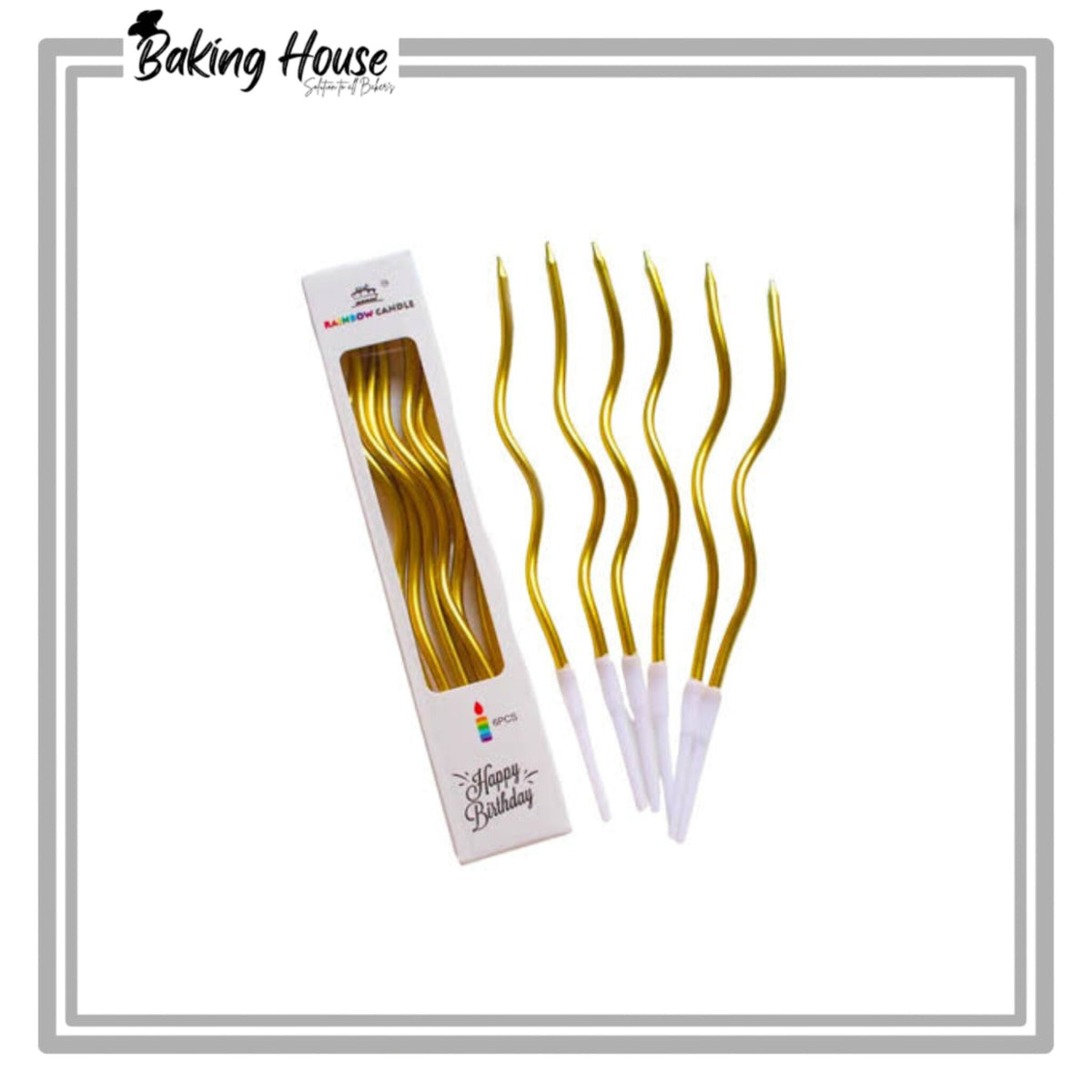 6pcs Golden Spiral Candle For Cake Decorationg