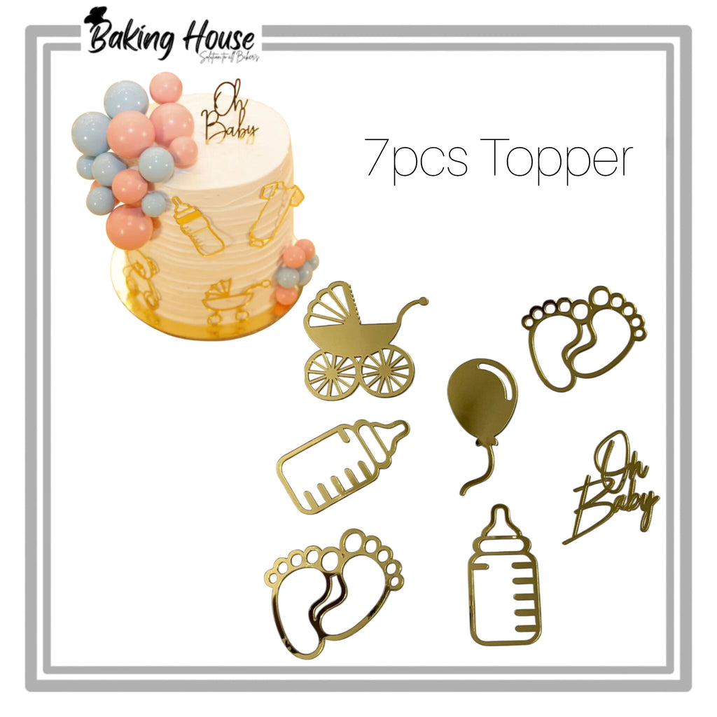 7pcs Oh Baby Acrylic Cake Topper Set