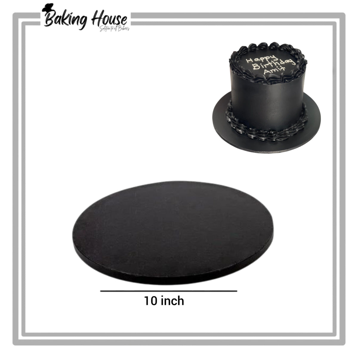 10 Inch Black Round Cake Base