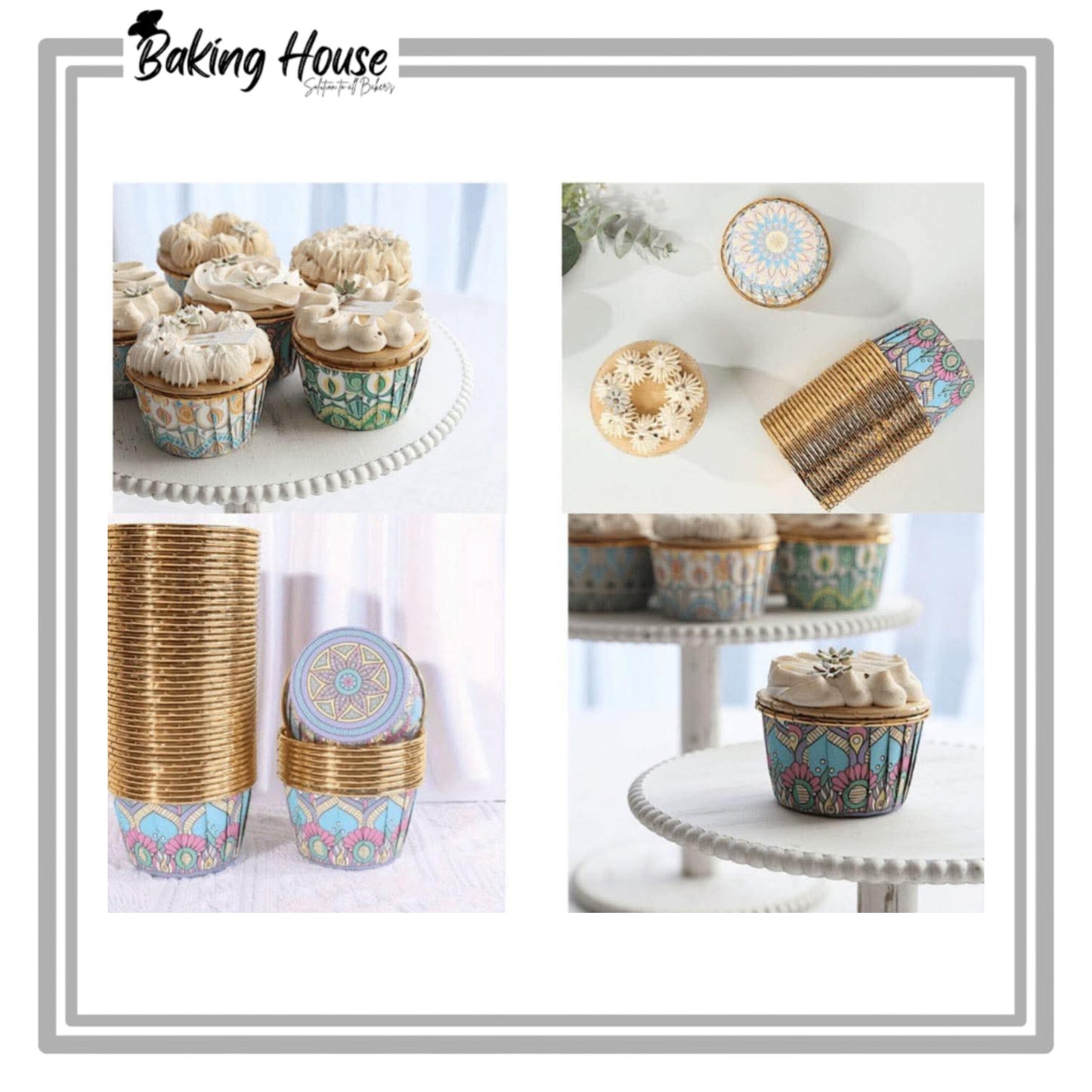50pcs Printer Golden Cupcakes Liner For Serving
