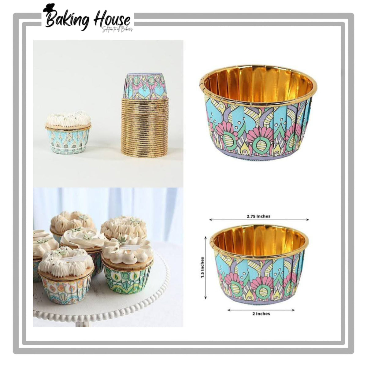 50pcs Printer Golden Cupcakes Liner